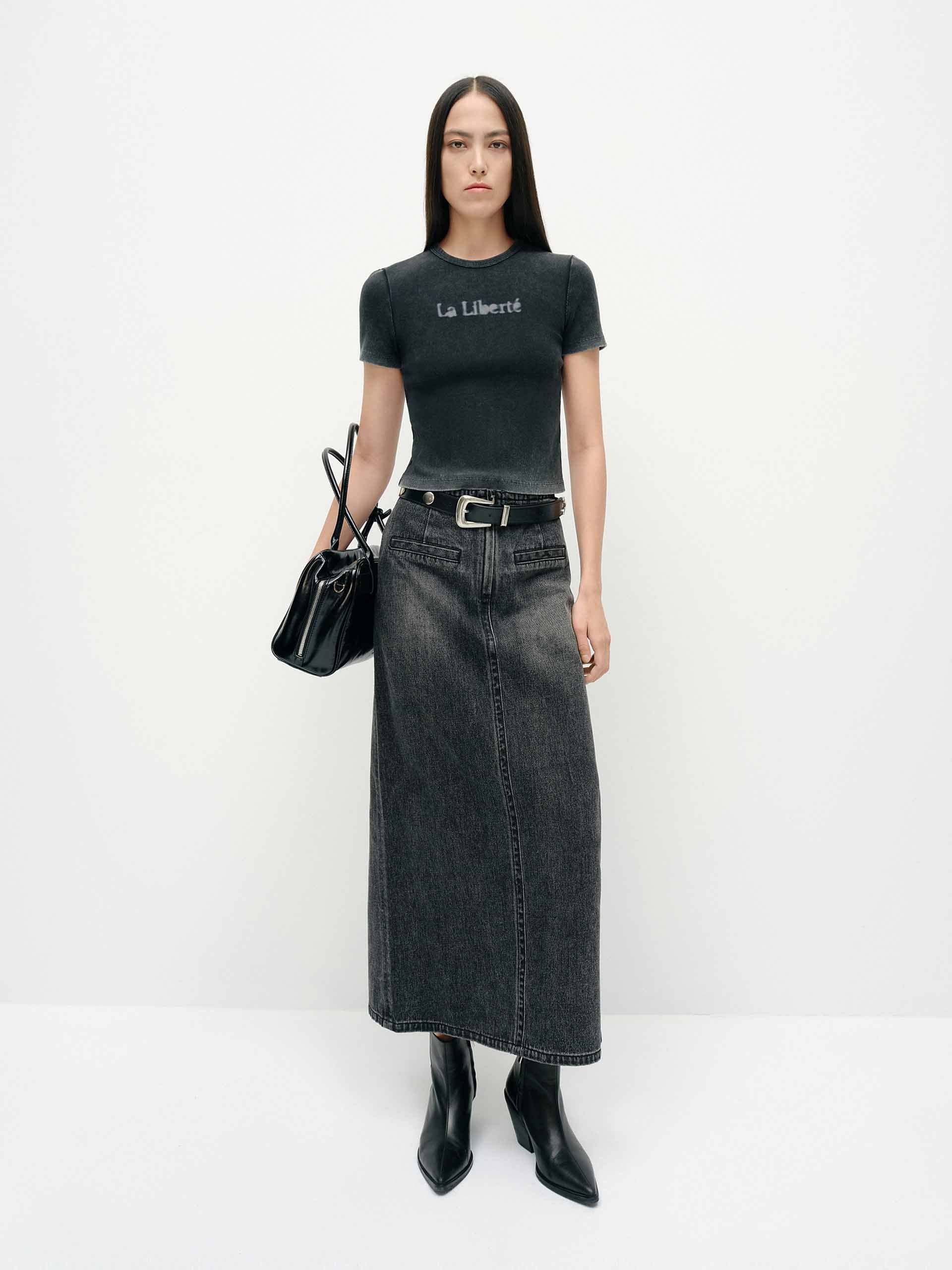 Vintage Straight Denim Skirt - Image 2