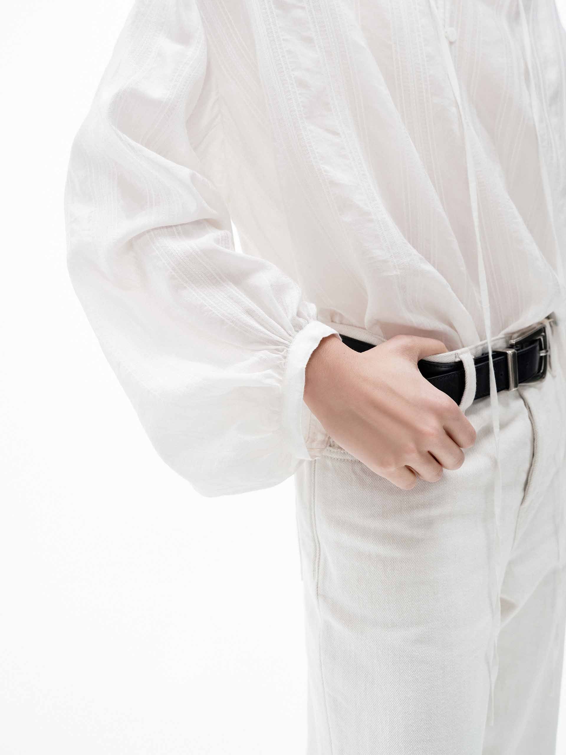 Volume Sleeve Tie Blouse - Image 6
