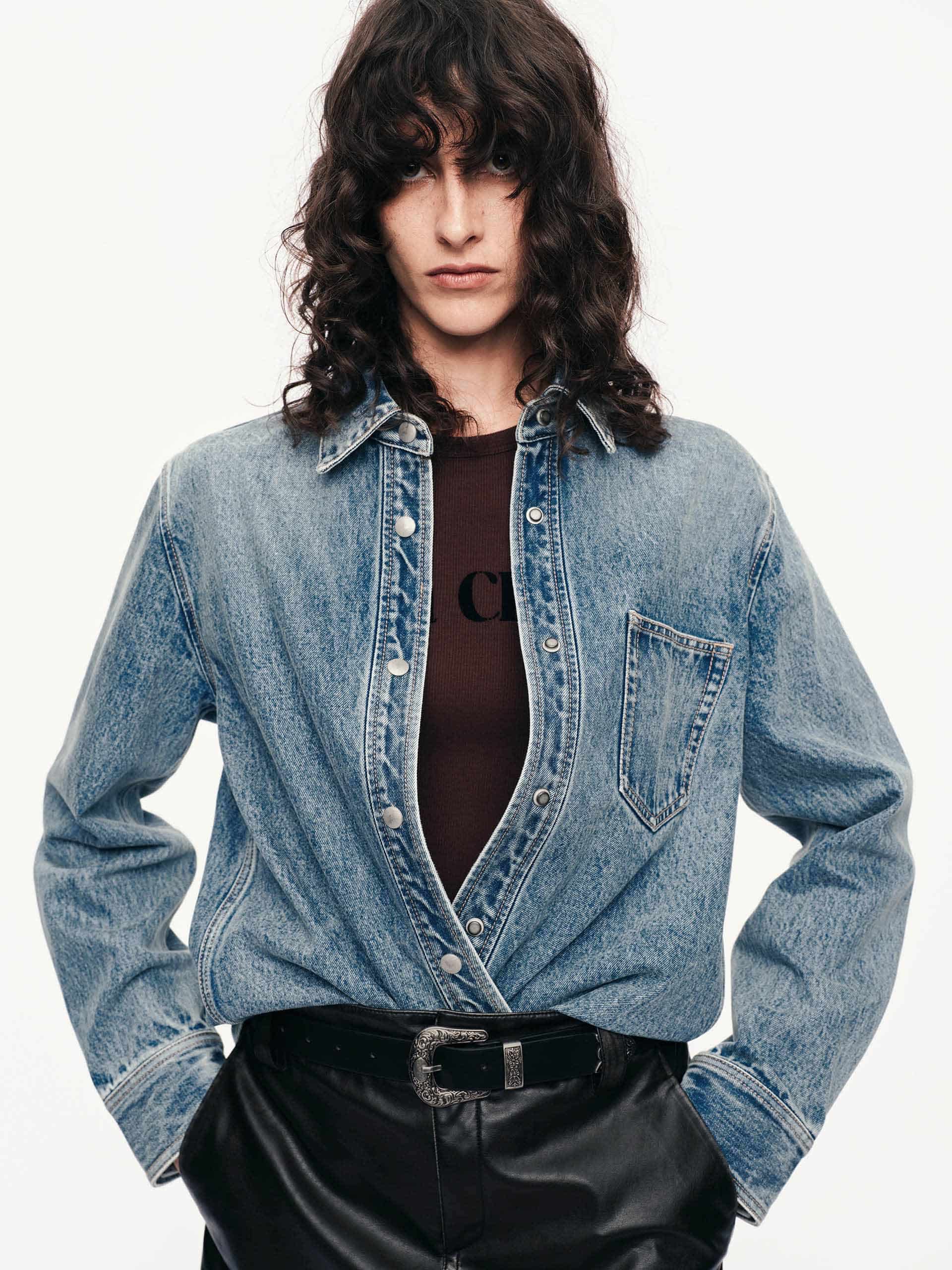 Wash Cotton Denim Shirt - Image 7