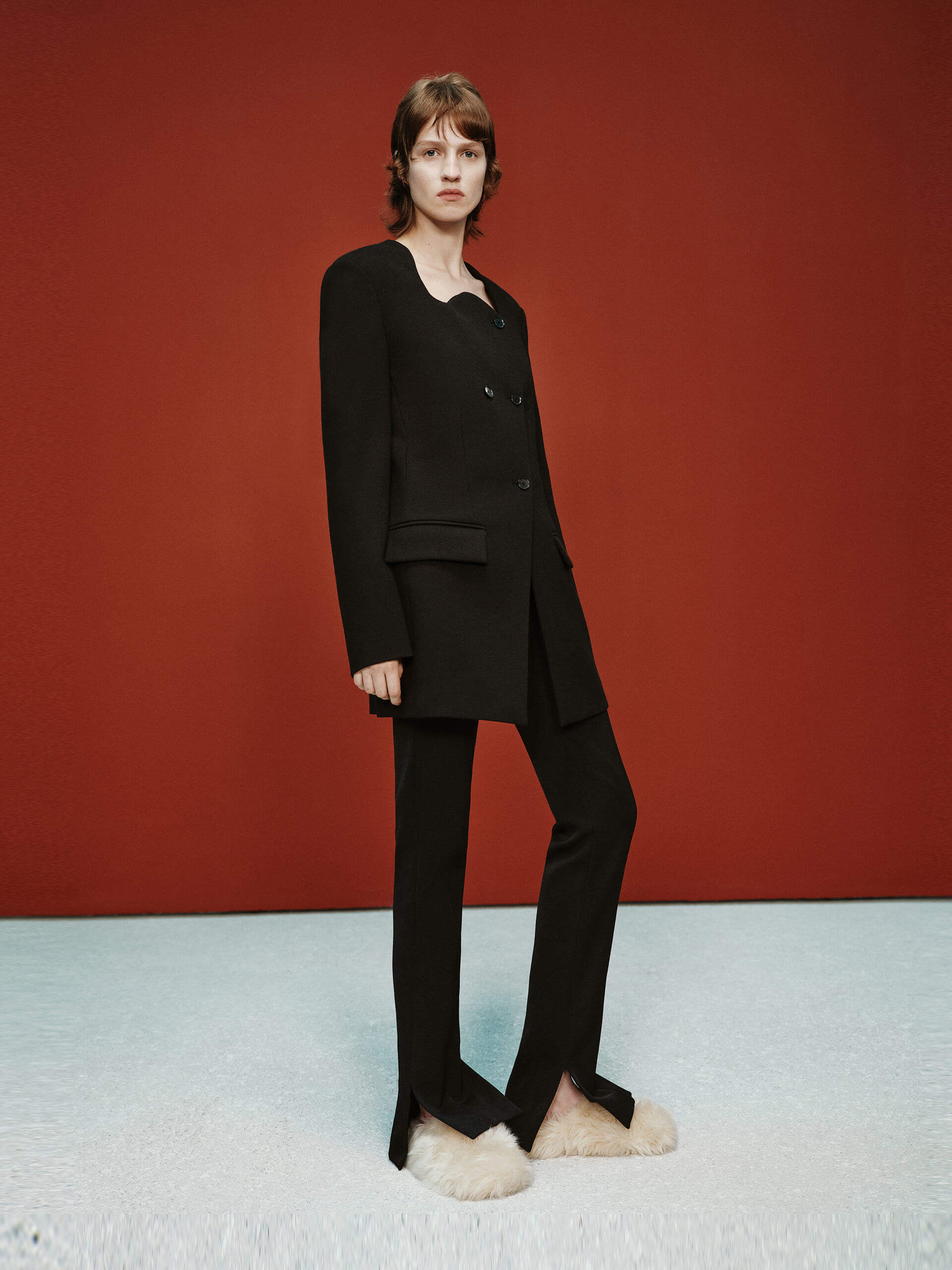 Wave Collar Wool Coat - Image 3