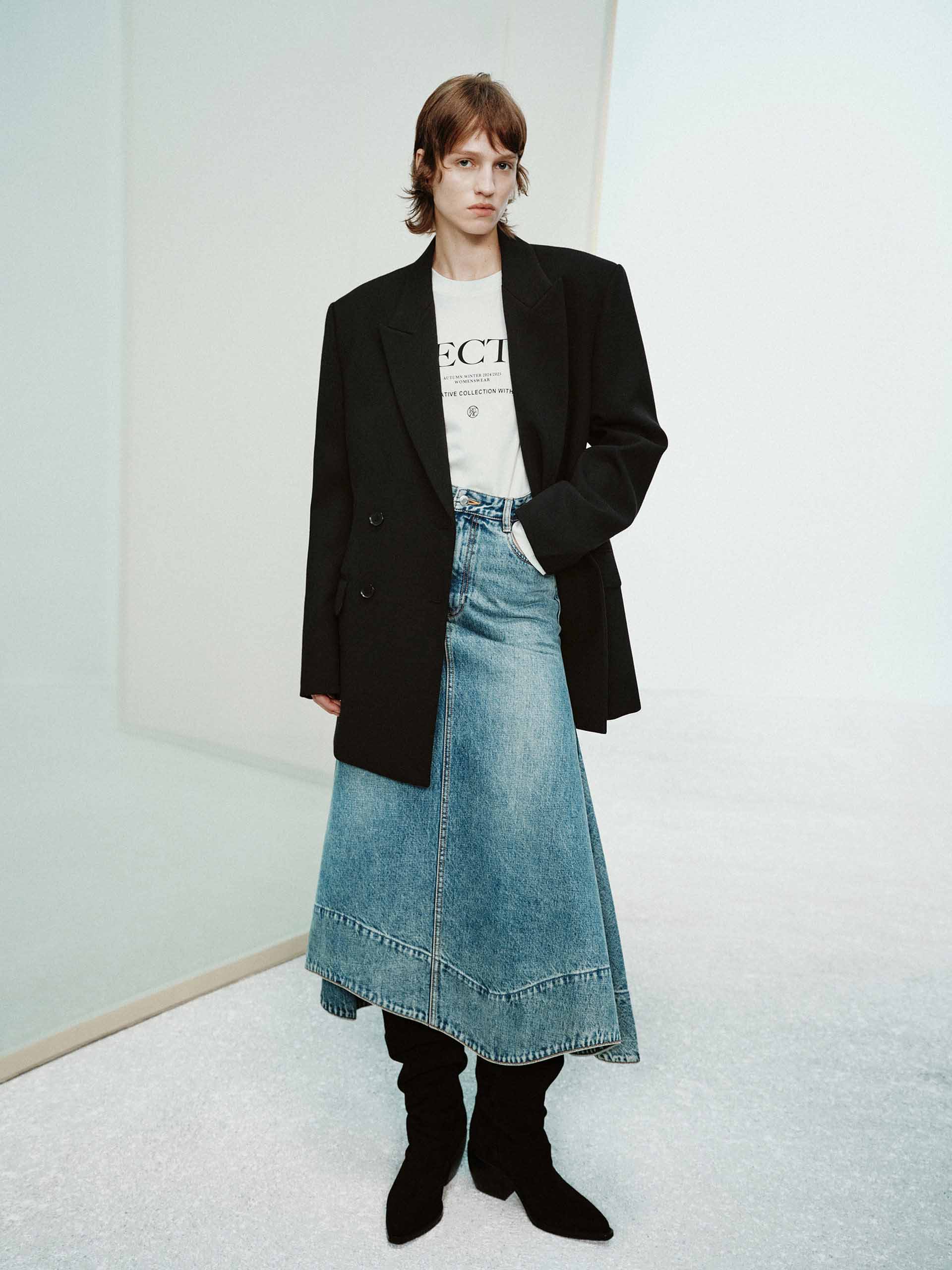 Wave Hem Denim Skirt - Image 2