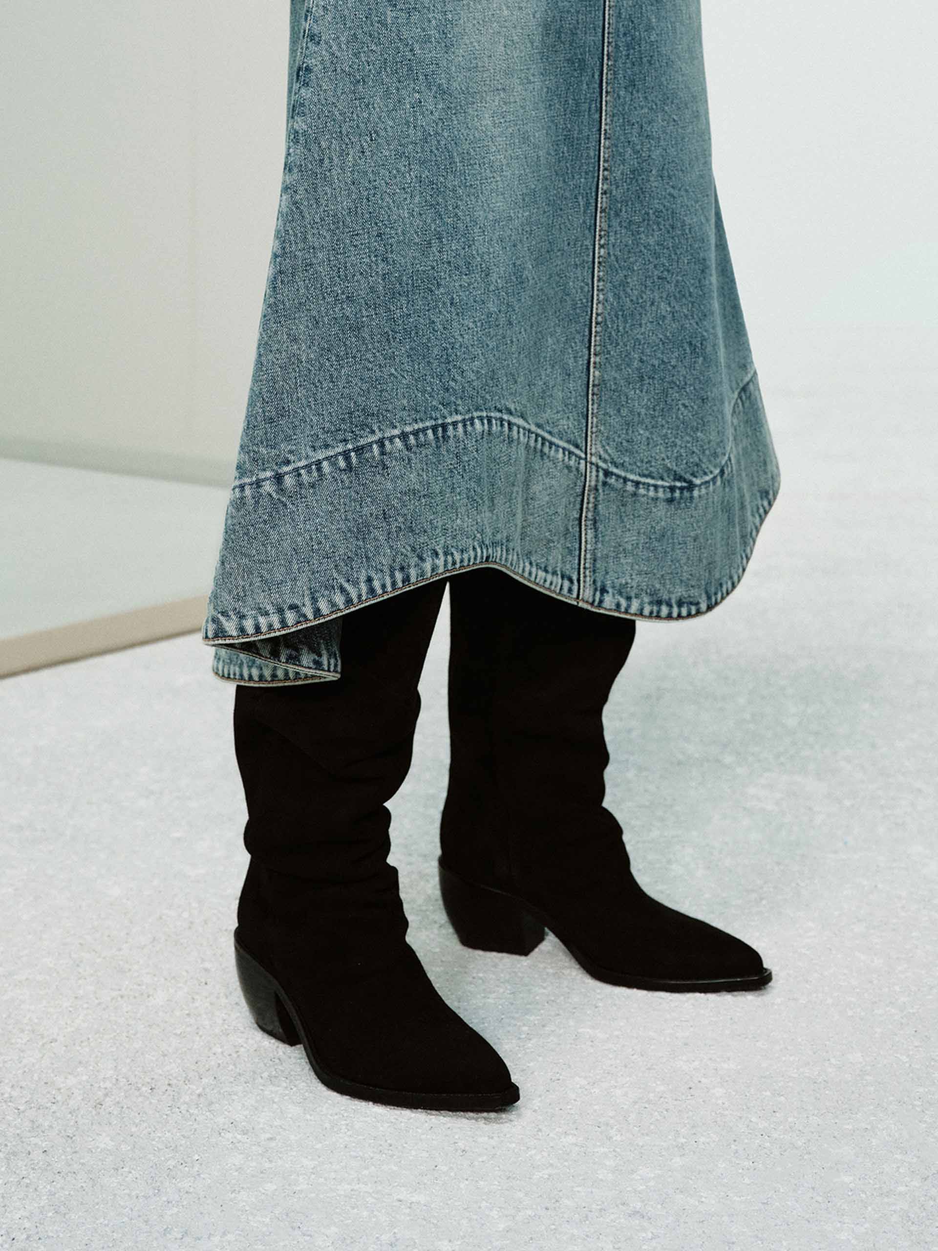 Wave Hem Denim Skirt - Image 7