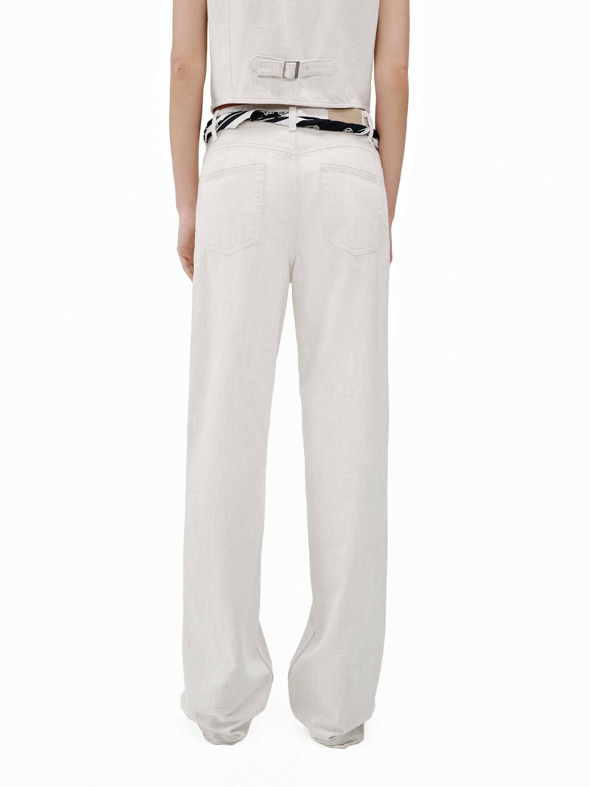 White Denim Straight Jeans - Image 3