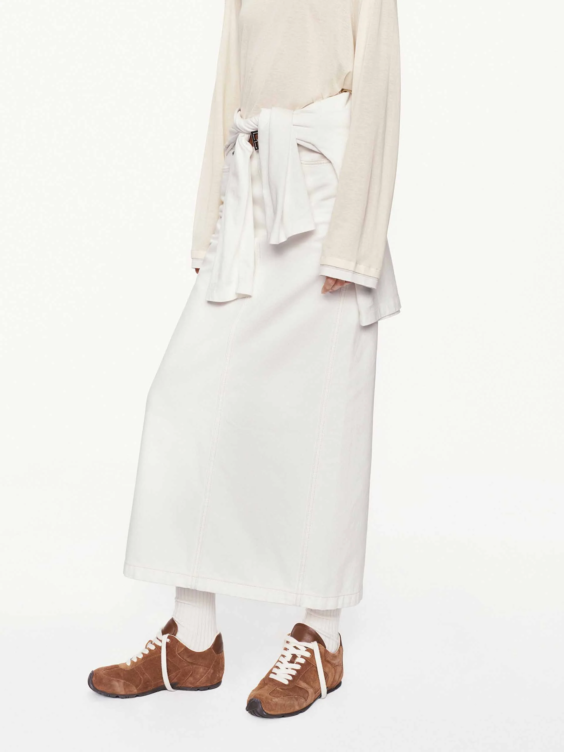 White Denim Straight Skirt - Image 3