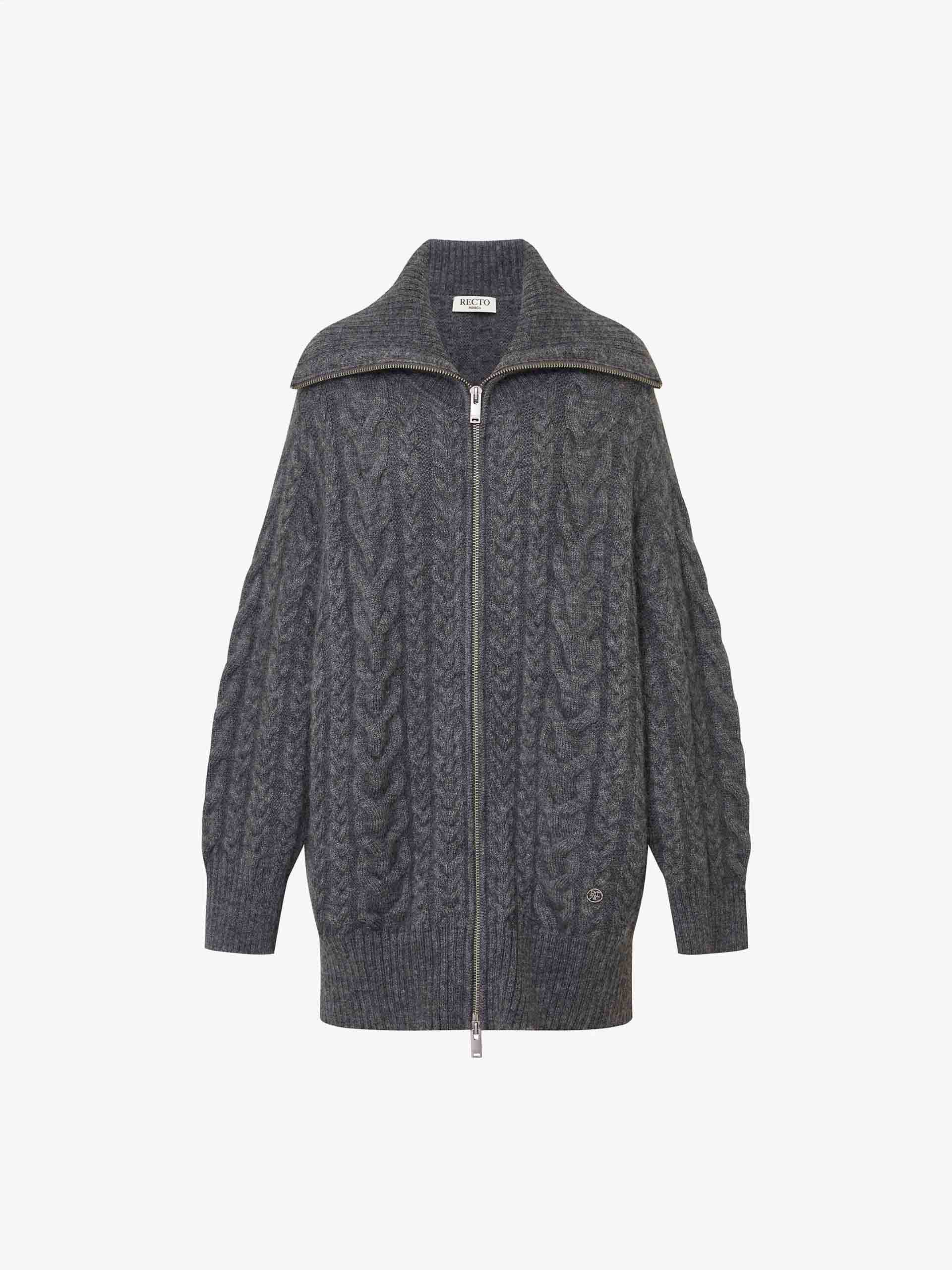 Wide Collar Cable Cardigan - Image 5