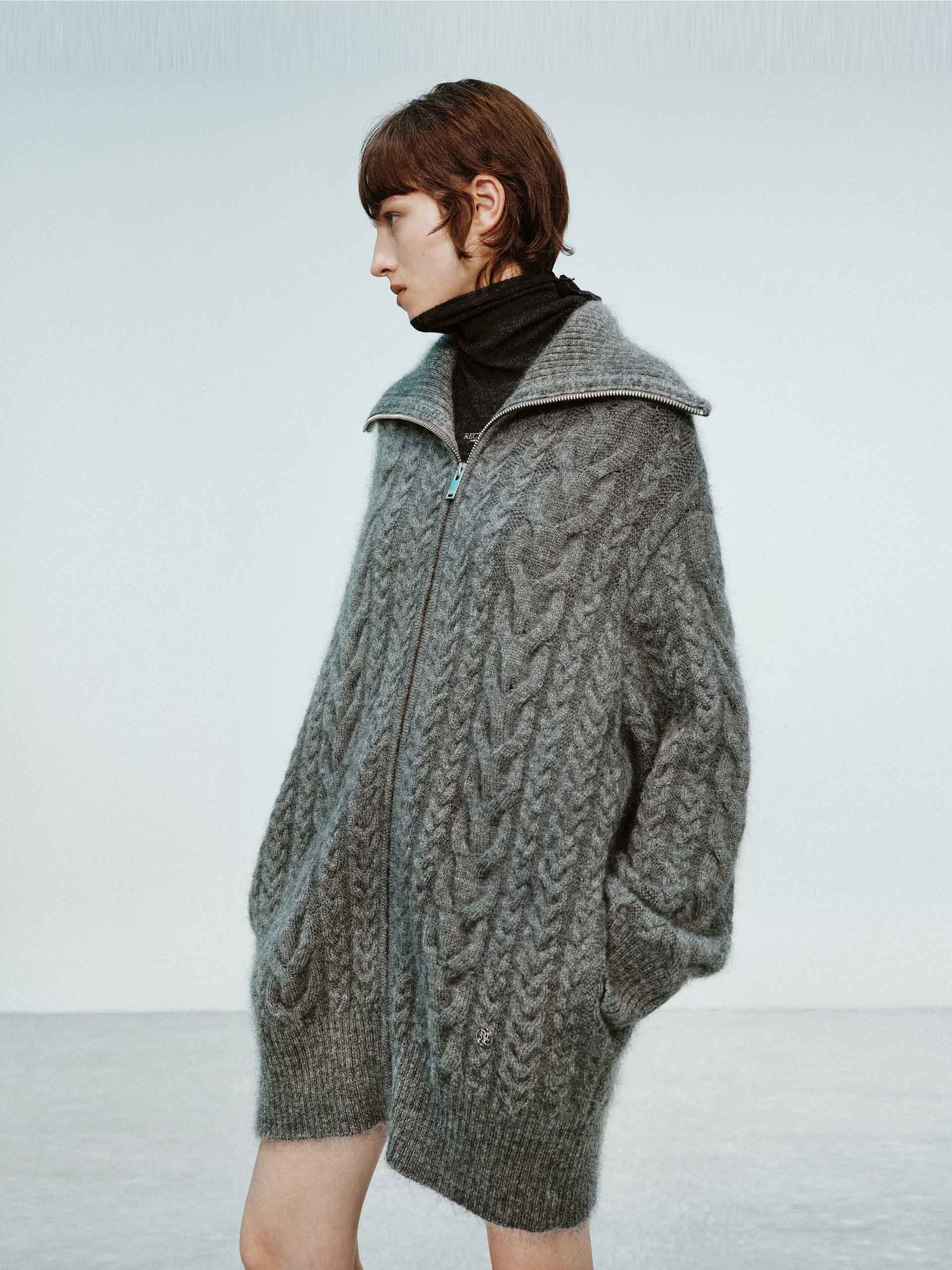 Wide Collar Cable Cardigan - Image 7