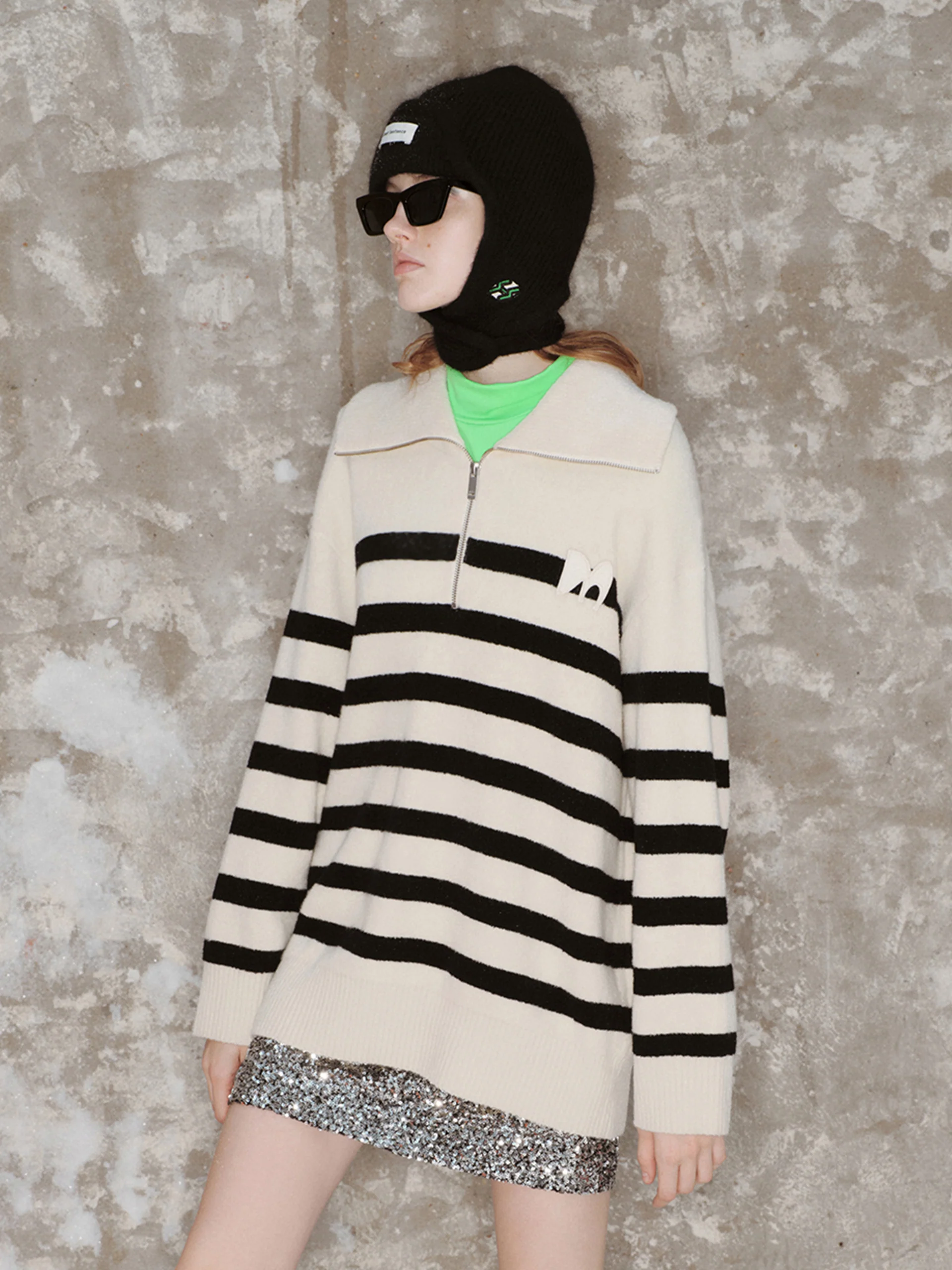 Wide Lapel Striped Sweater - Image 8