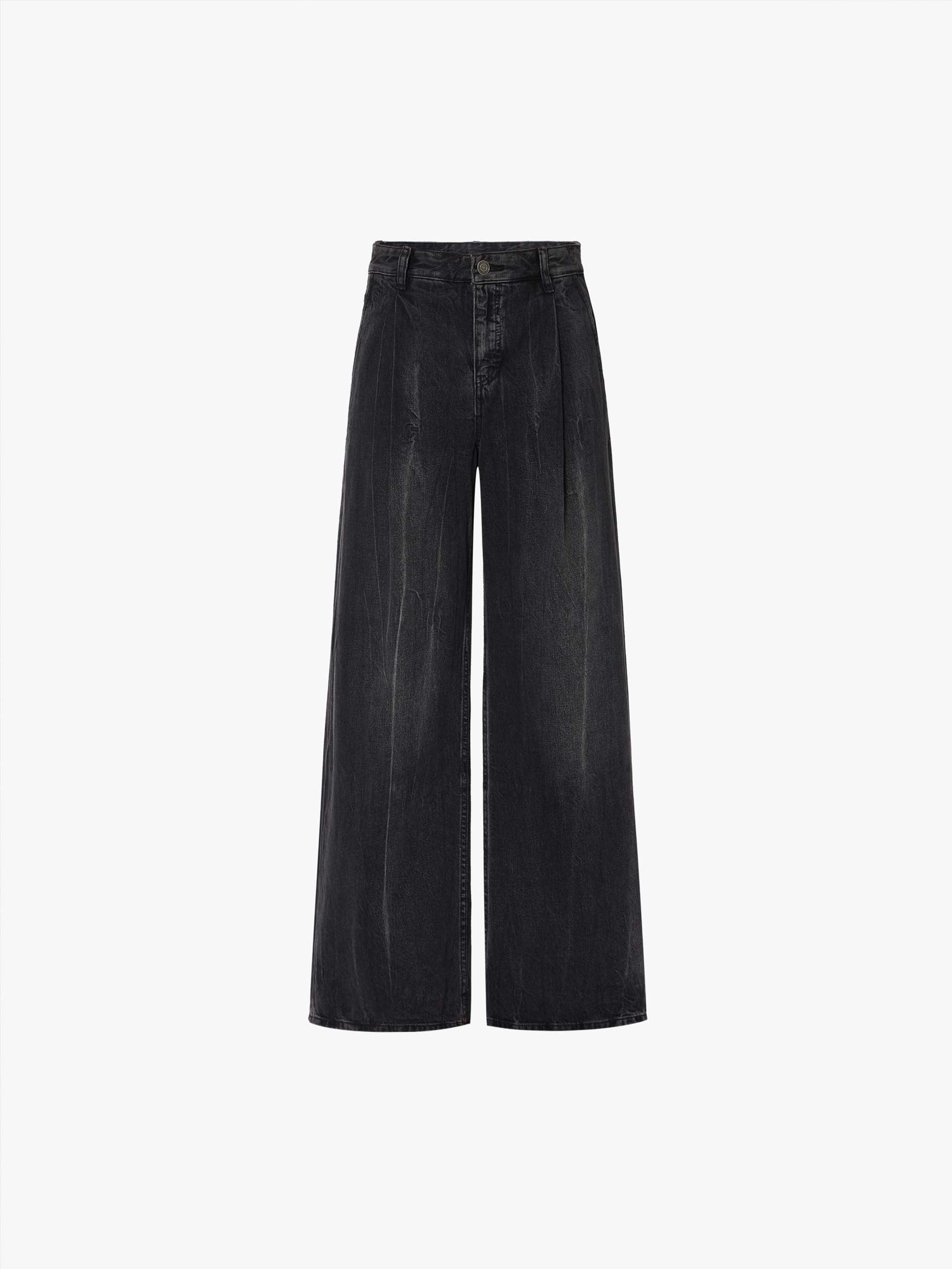Wide Leg Pleated Jeans - Image 5
