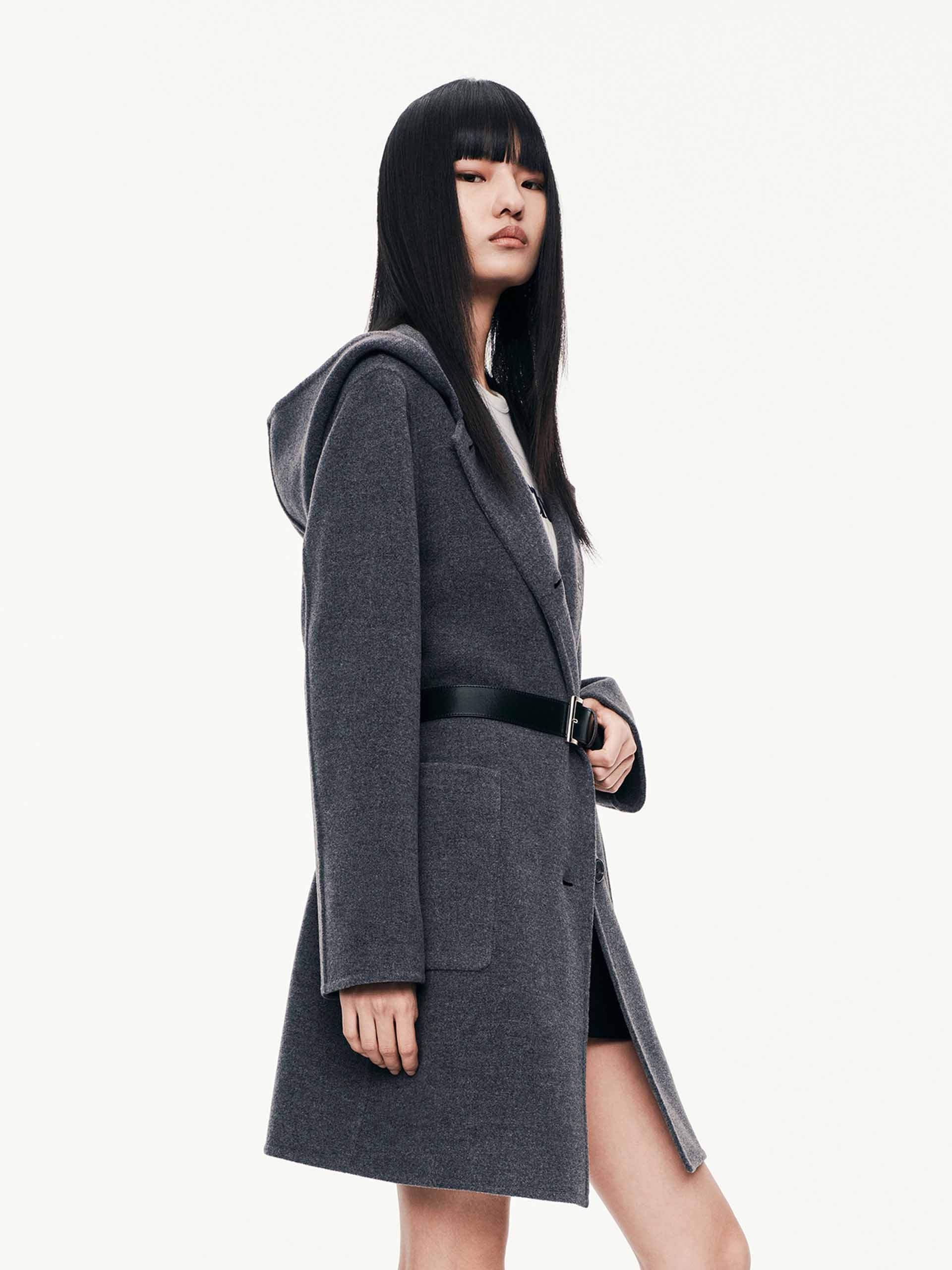 With Belt Hooded Coat - Image 15