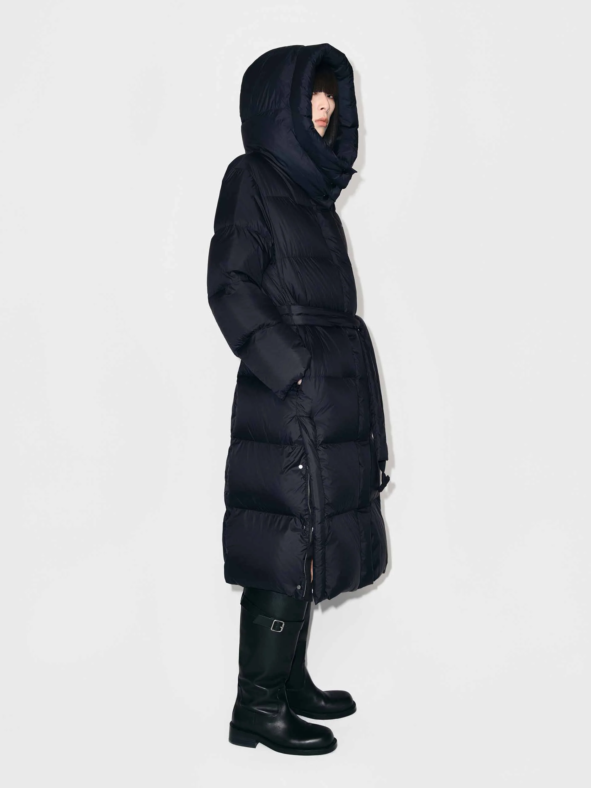 With Belt Longline Down Jacket - Image 11