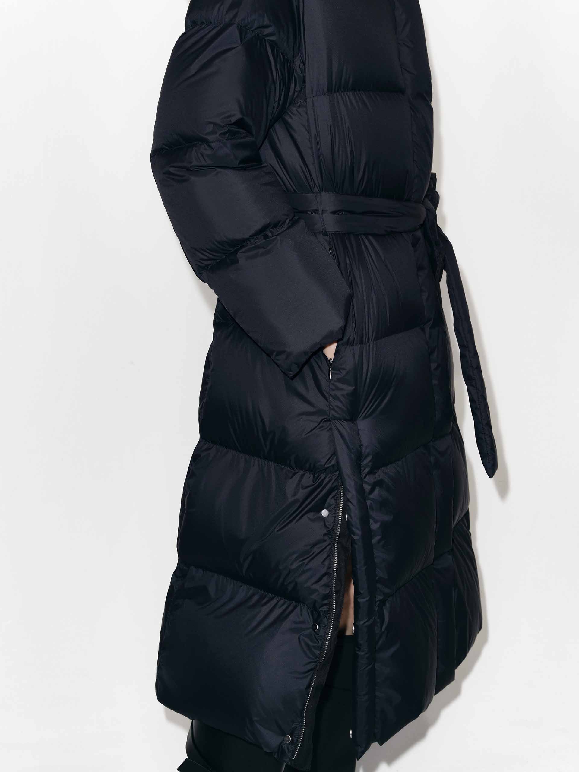 With Belt Longline Down Jacket - Image 15