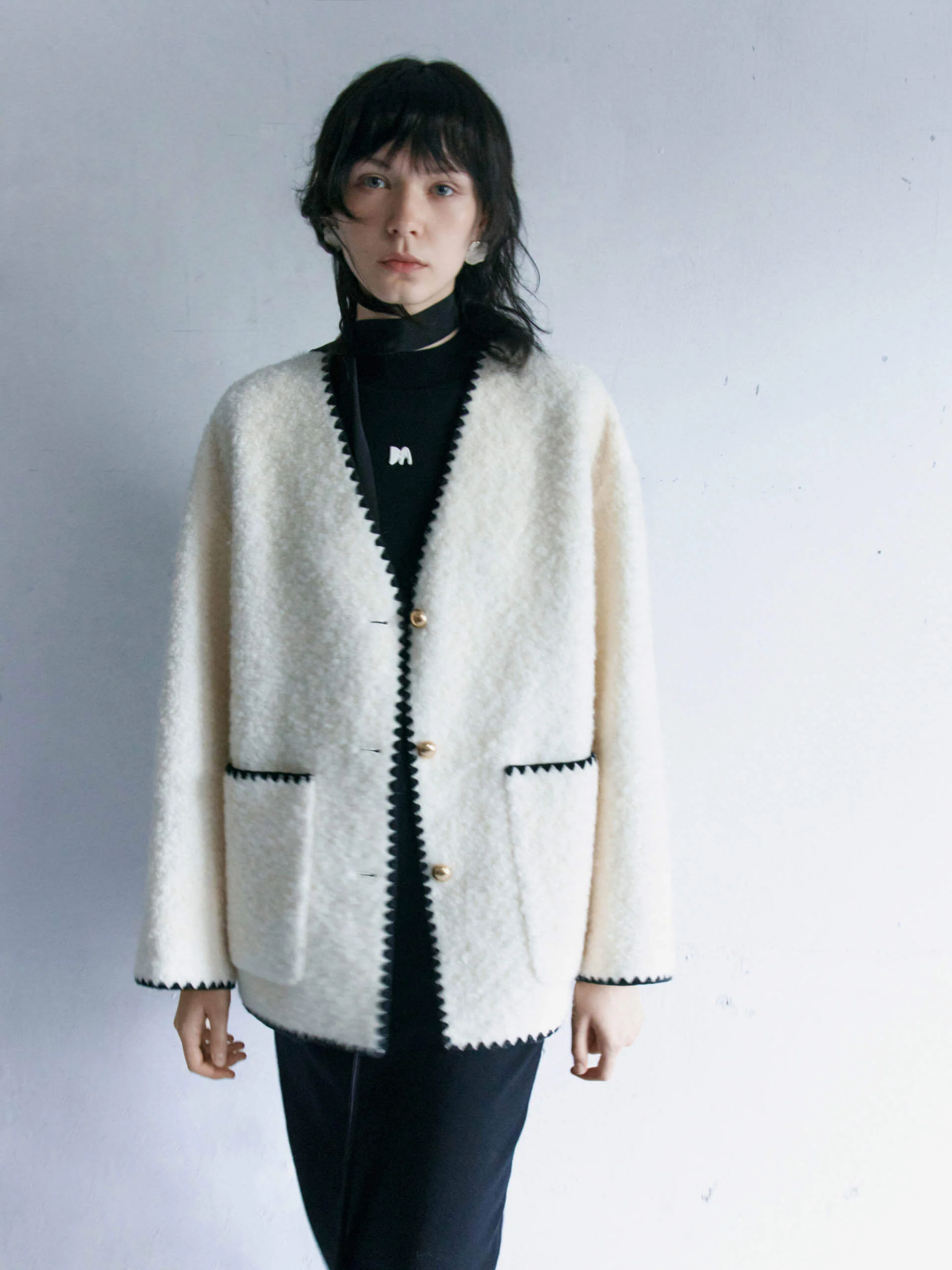 Wool Blend Boucle Knit Cardigan - Image 10