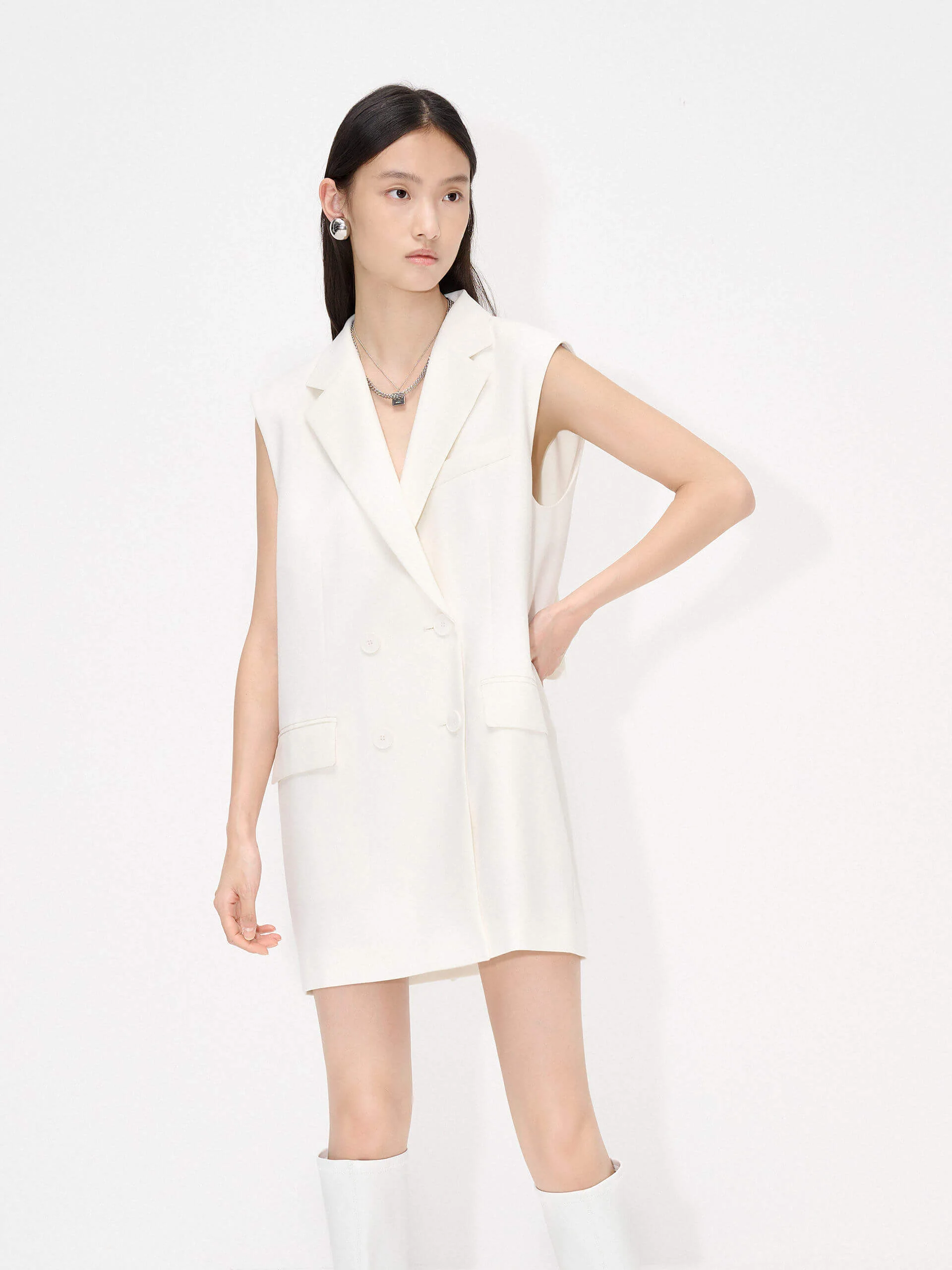 Wool Blend Bowknot Detail Waistcoat - Image 11