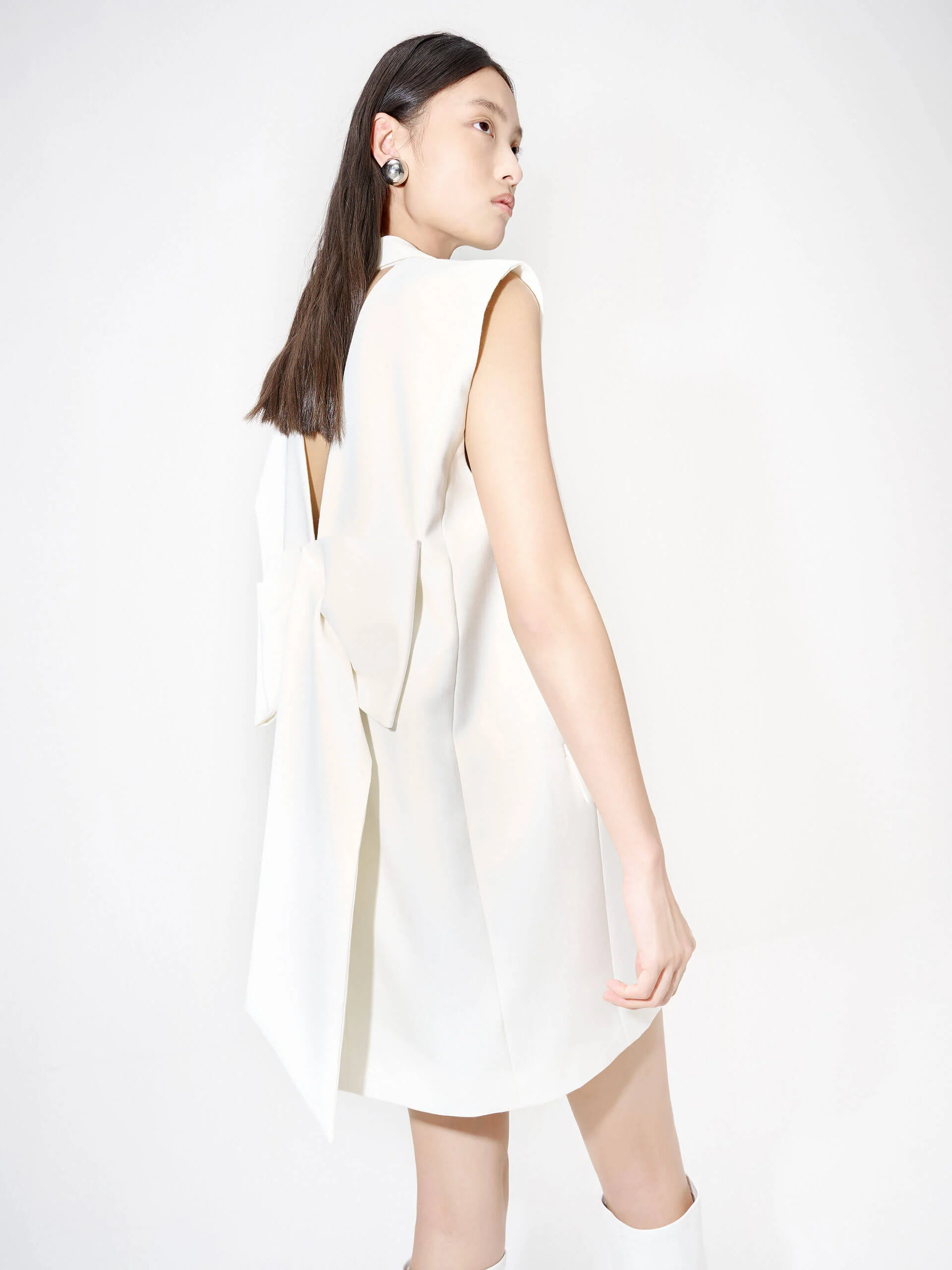 Wool Blend Bowknot Detail Waistcoat - Image 7