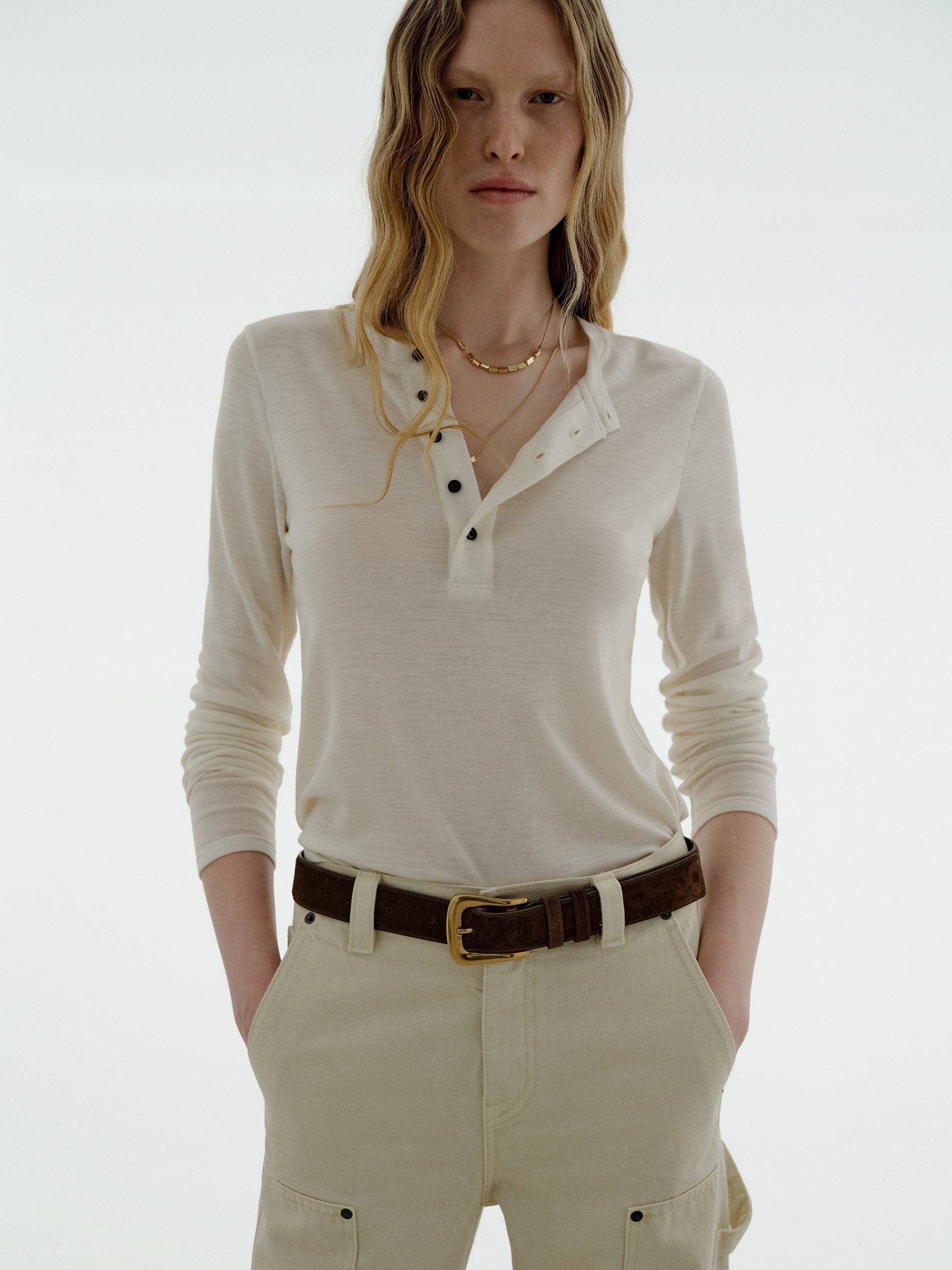 Wool Blend Button Blouse