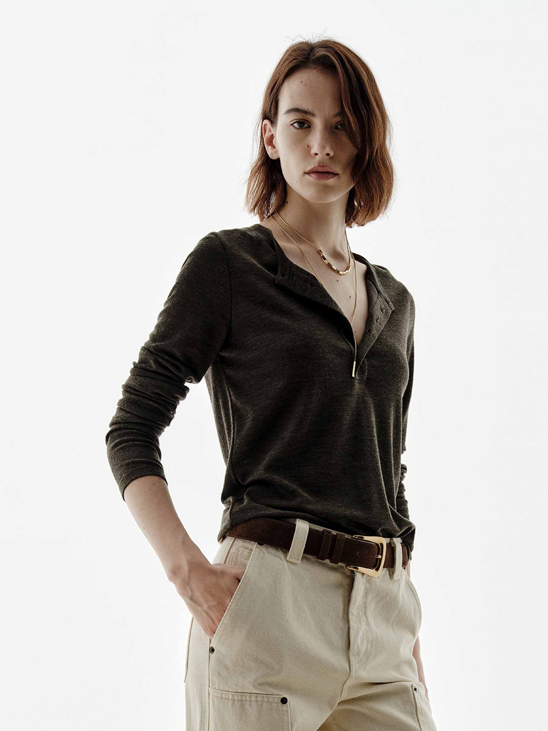 Wool Blend Button Blouse - Image 9