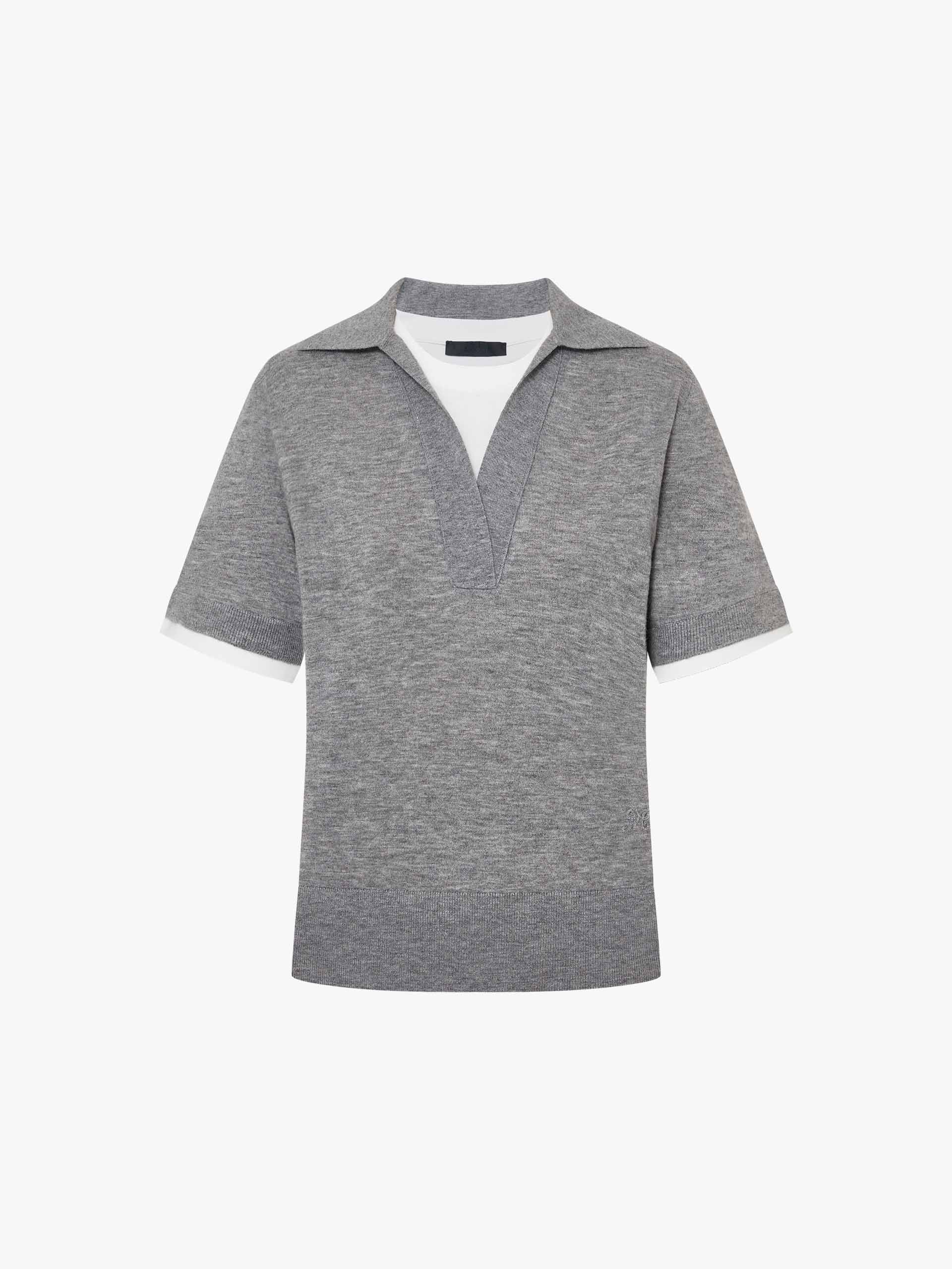 Wool Blend Contrast Knit Top - Image 13