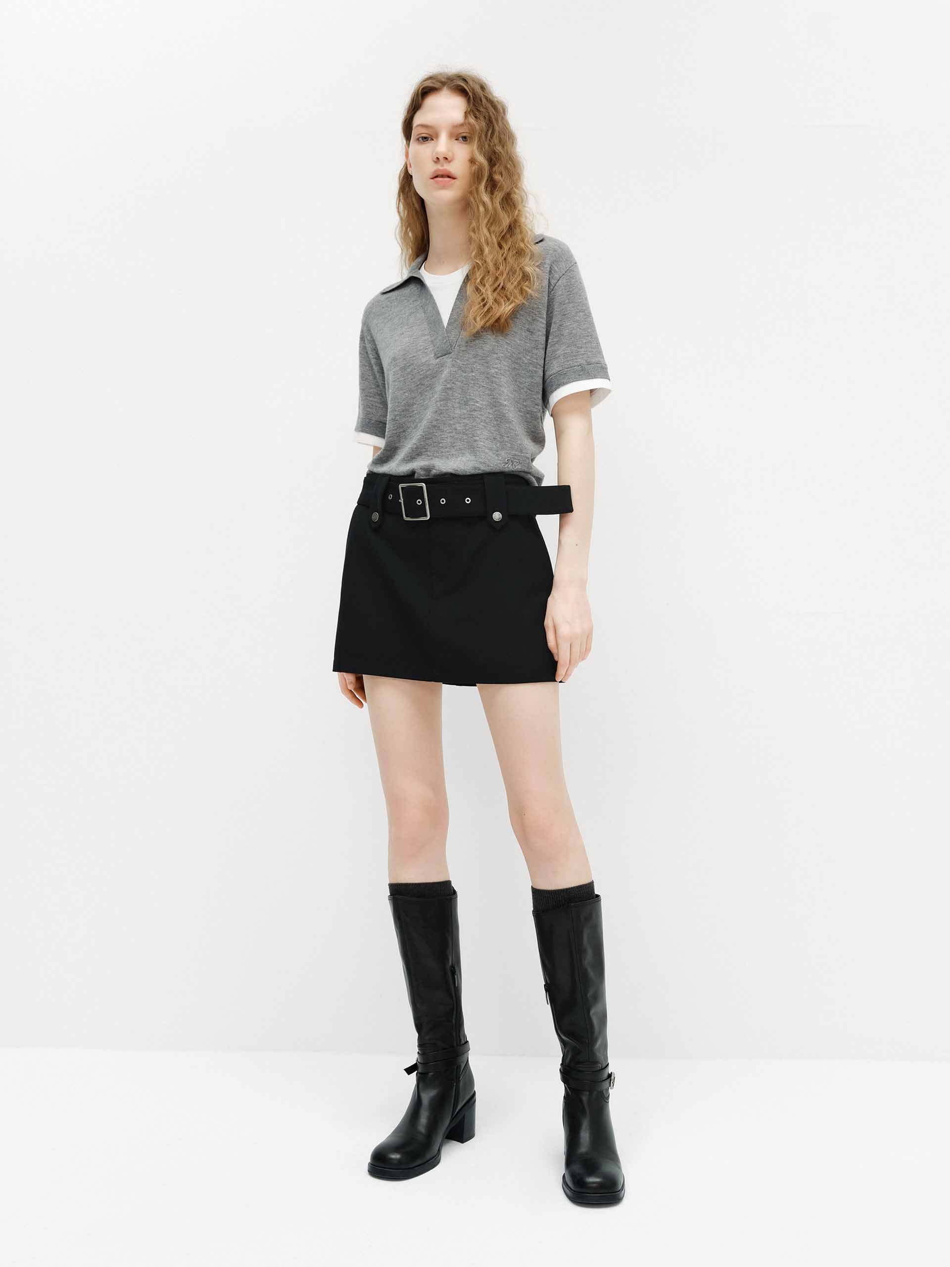 Wool Blend Contrast Knit Top - Image 16