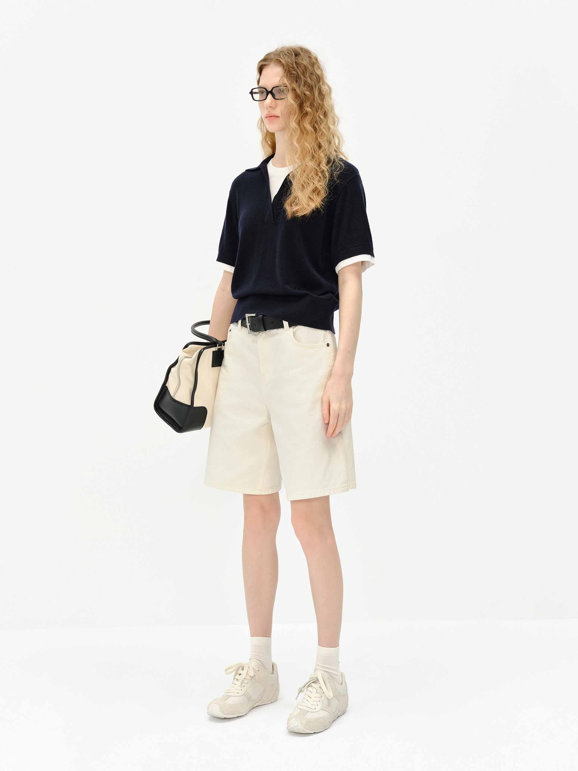 Wool Blend Contrast Knit Top - Image 6
