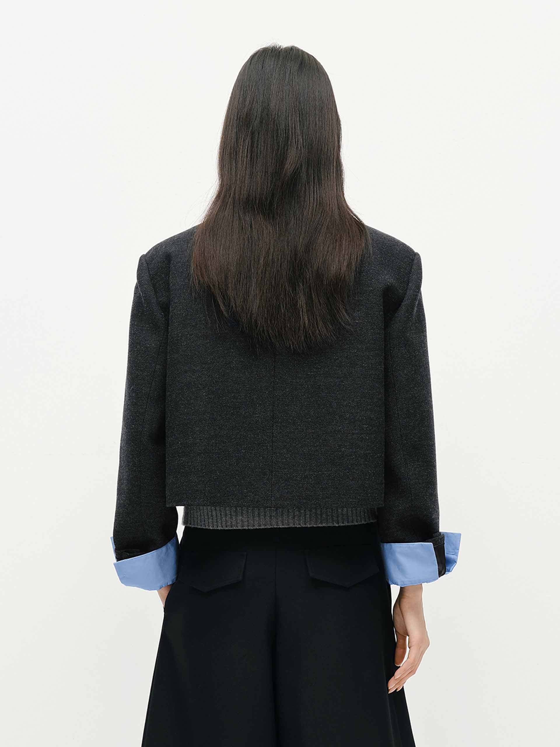 Wool Blend Cropped Blazer - Image 3