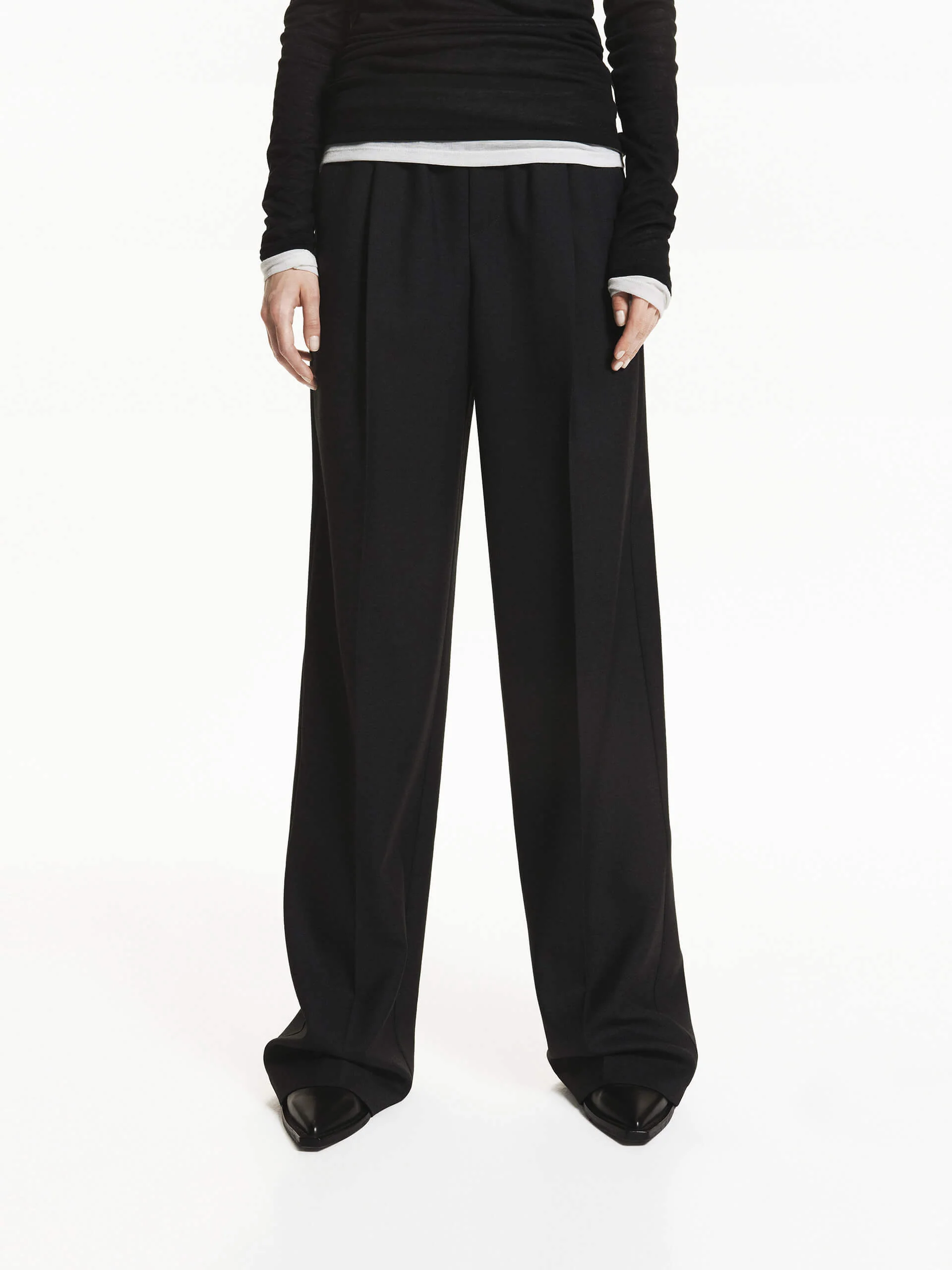 Wool Blend Drawstring Pants