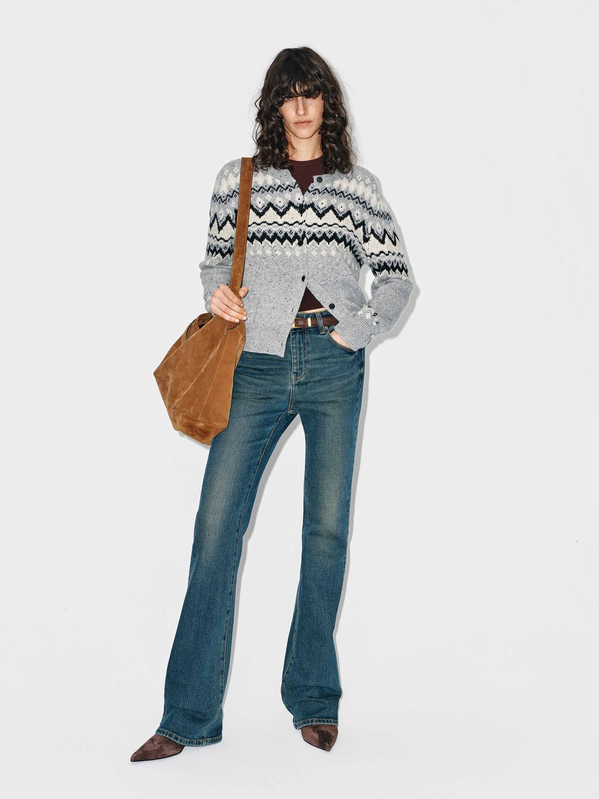 Wool Blend Fair Isle Cardigan - Image 2