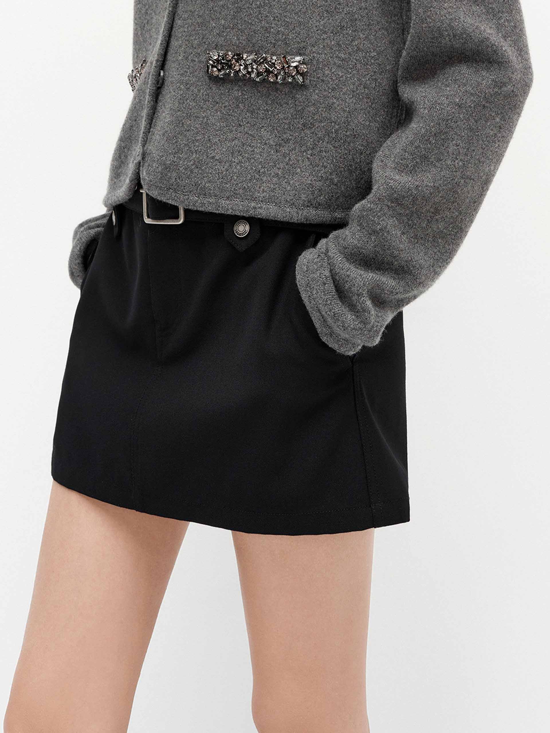 Wool Blend Mini Skirt - Image 2