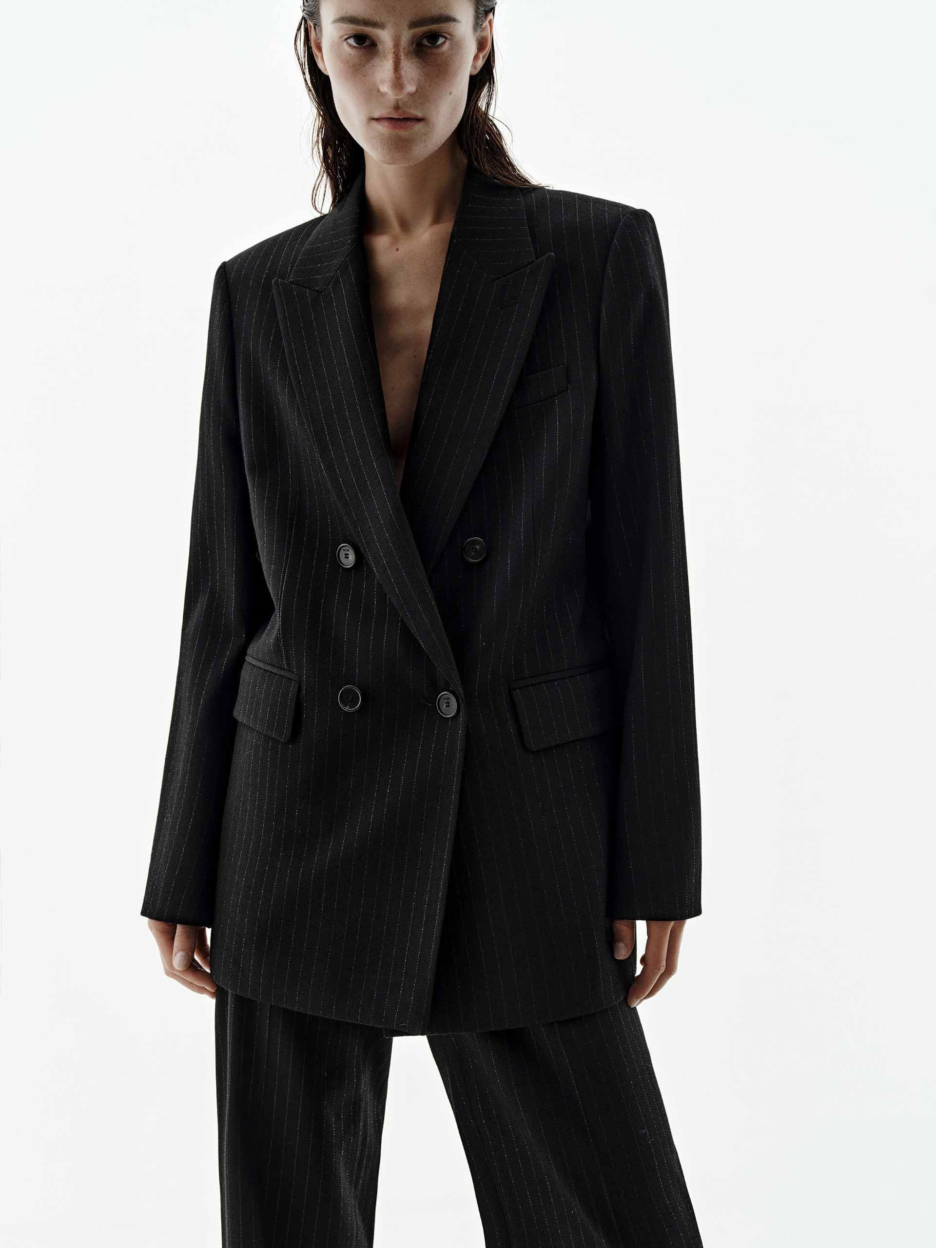 Wool Blend Pinstripe Blazer - Image 6