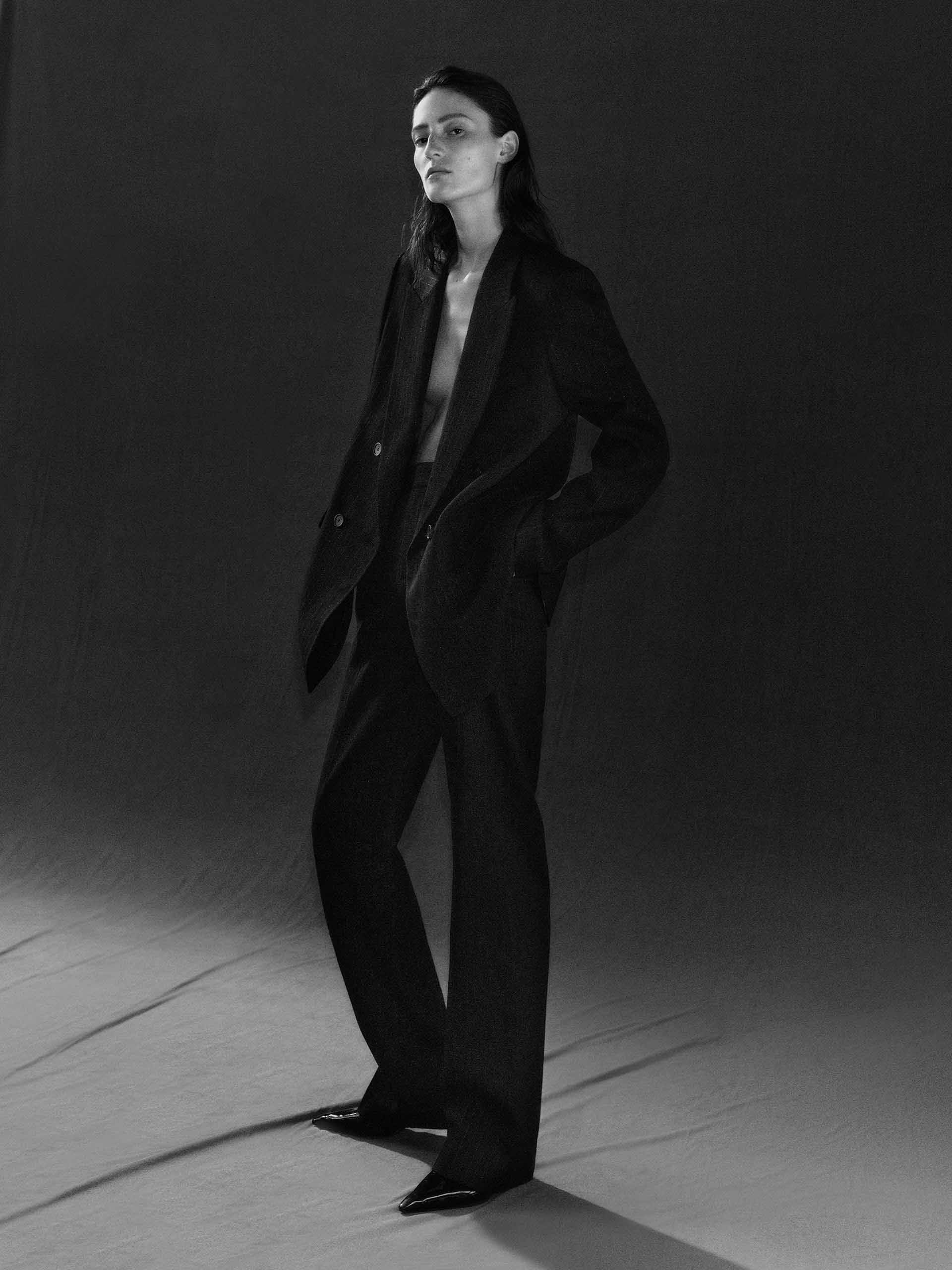 Wool Blend Pinstripe Trousers - Image 2