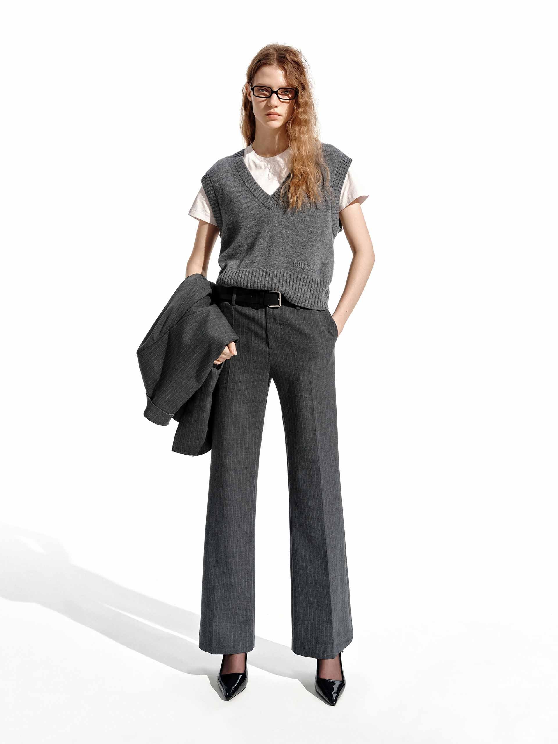 Wool Blend Pinstriped Pants - Image 2