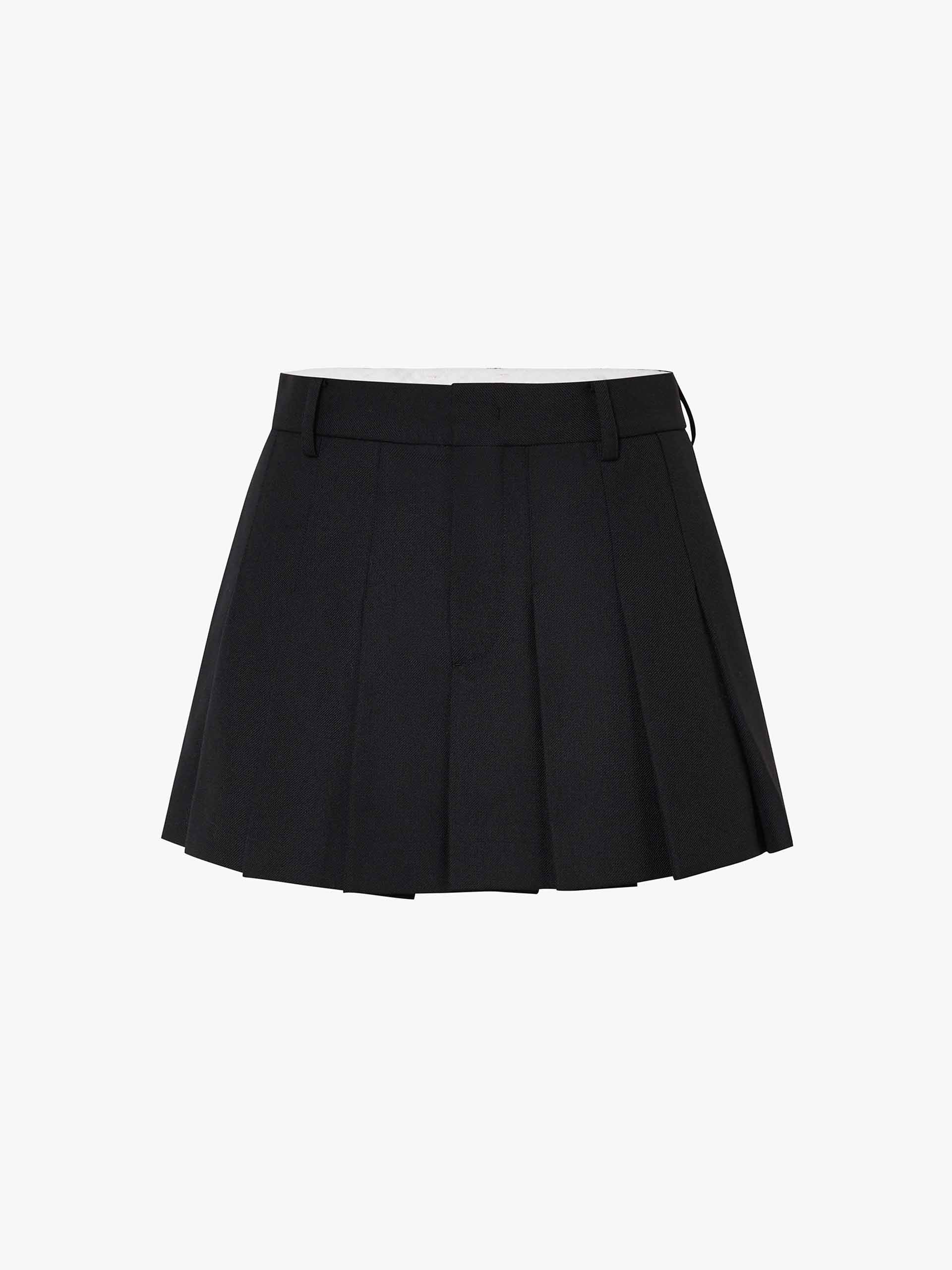 Wool Blend Pleated Mini Skirt - Image 14