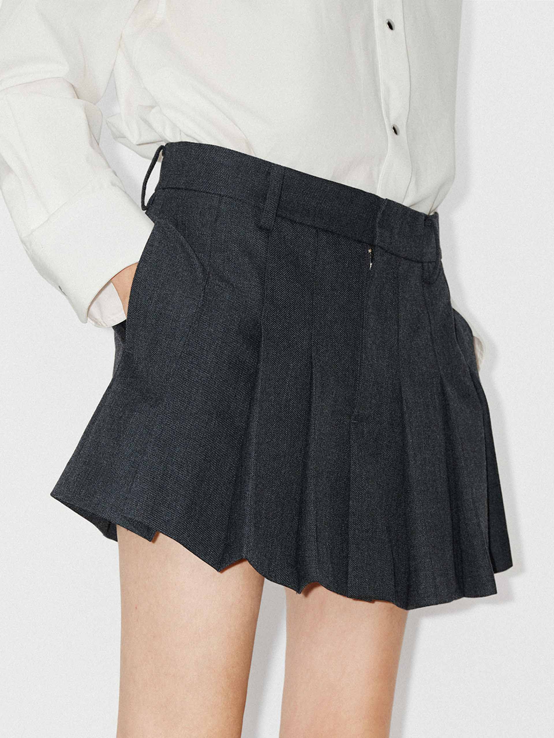 Wool Blend Pleated Mini Skirt - Image 8