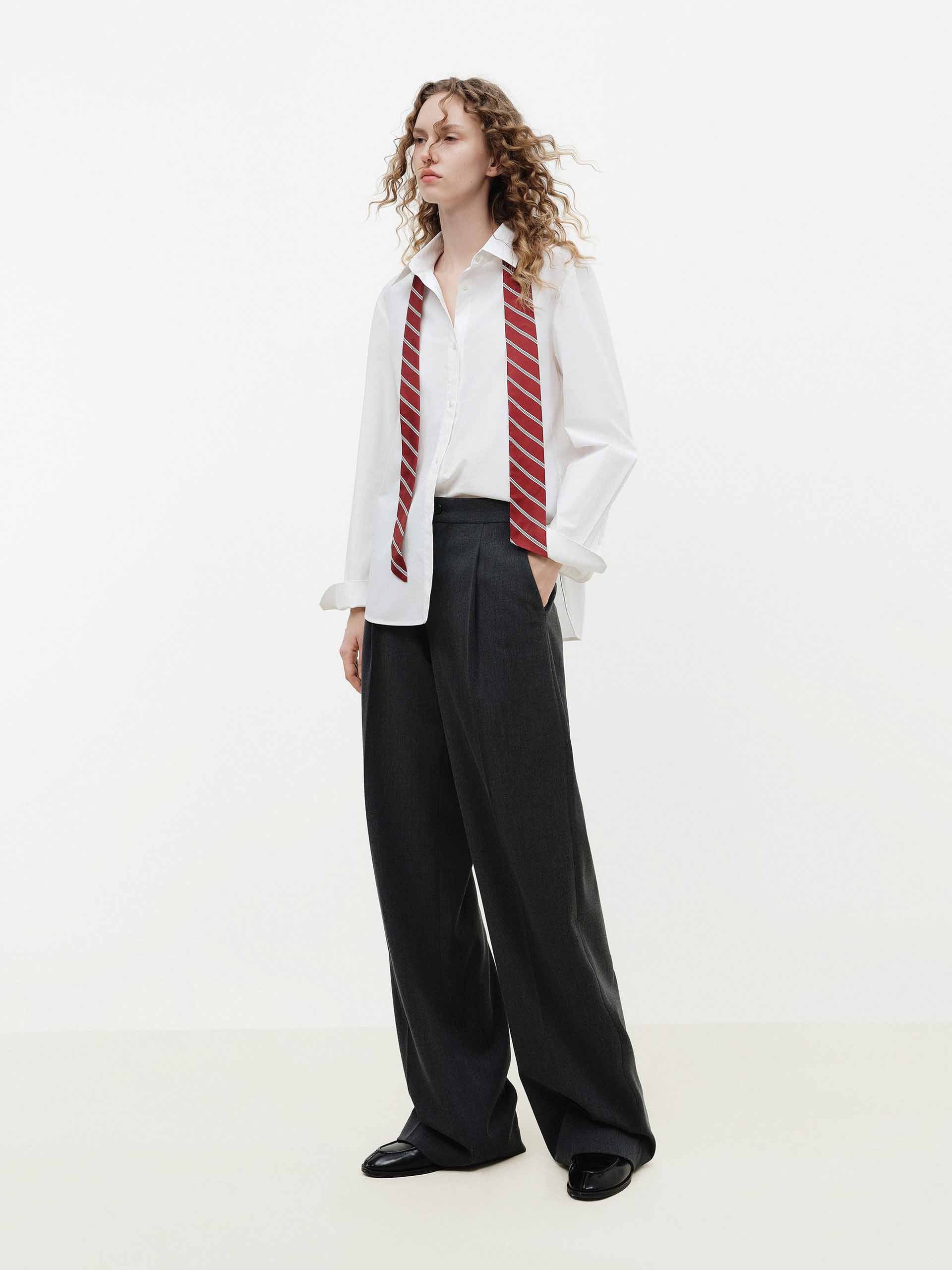 Wool Blend Pleated Pants - Image 2