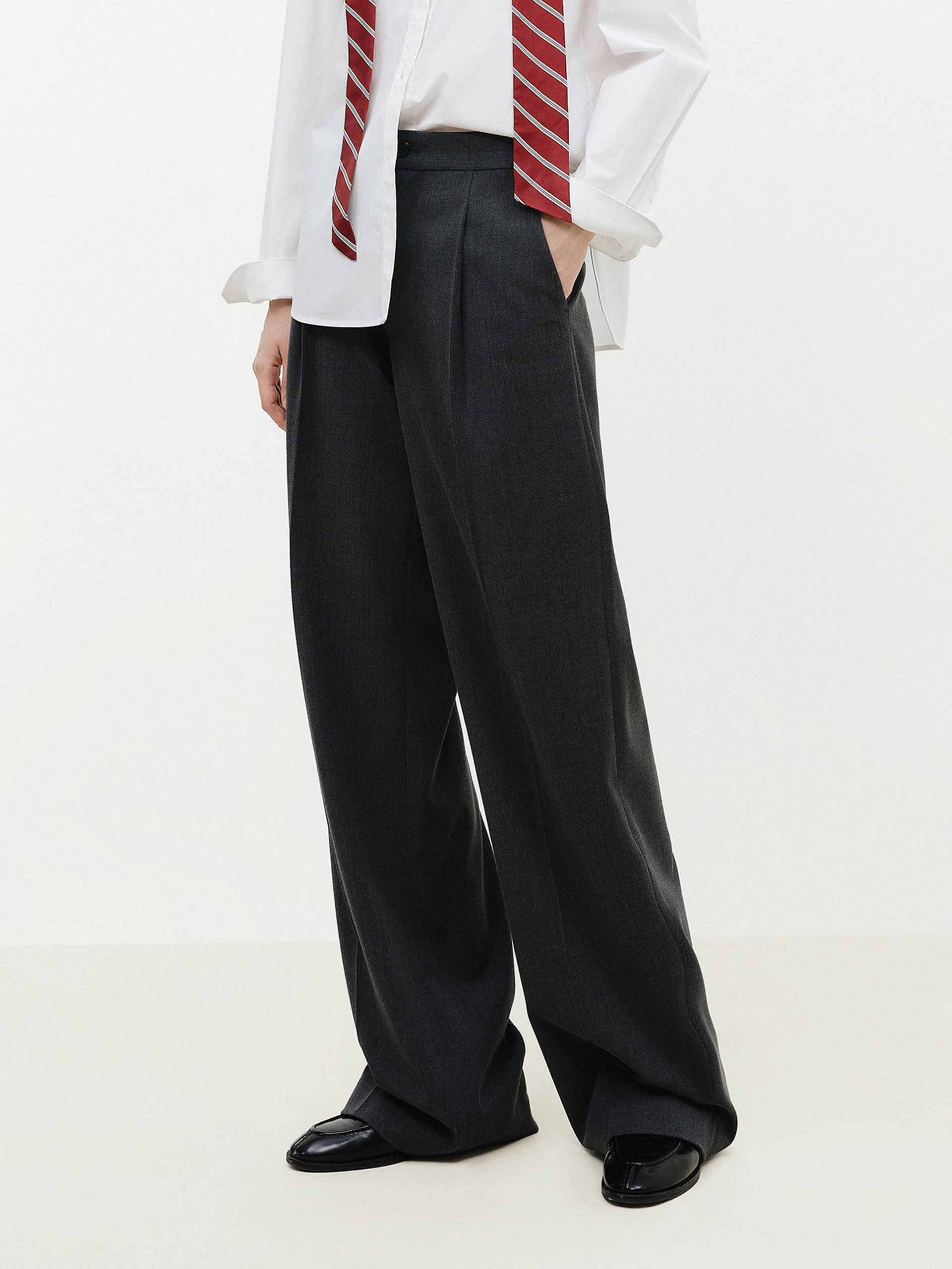 Wool Blend Pleated Pants - Image 3