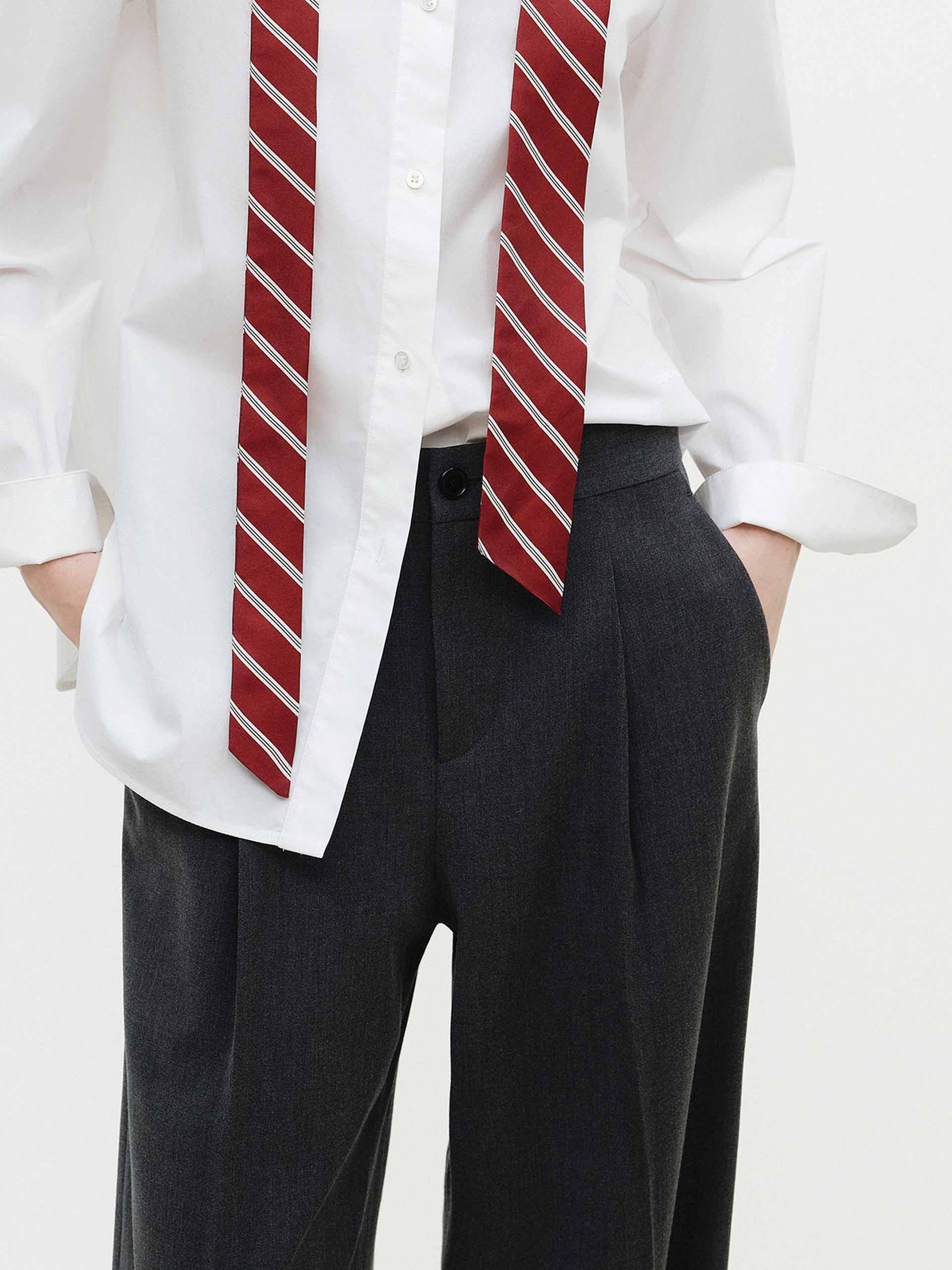 Wool Blend Pleated Pants - Image 7