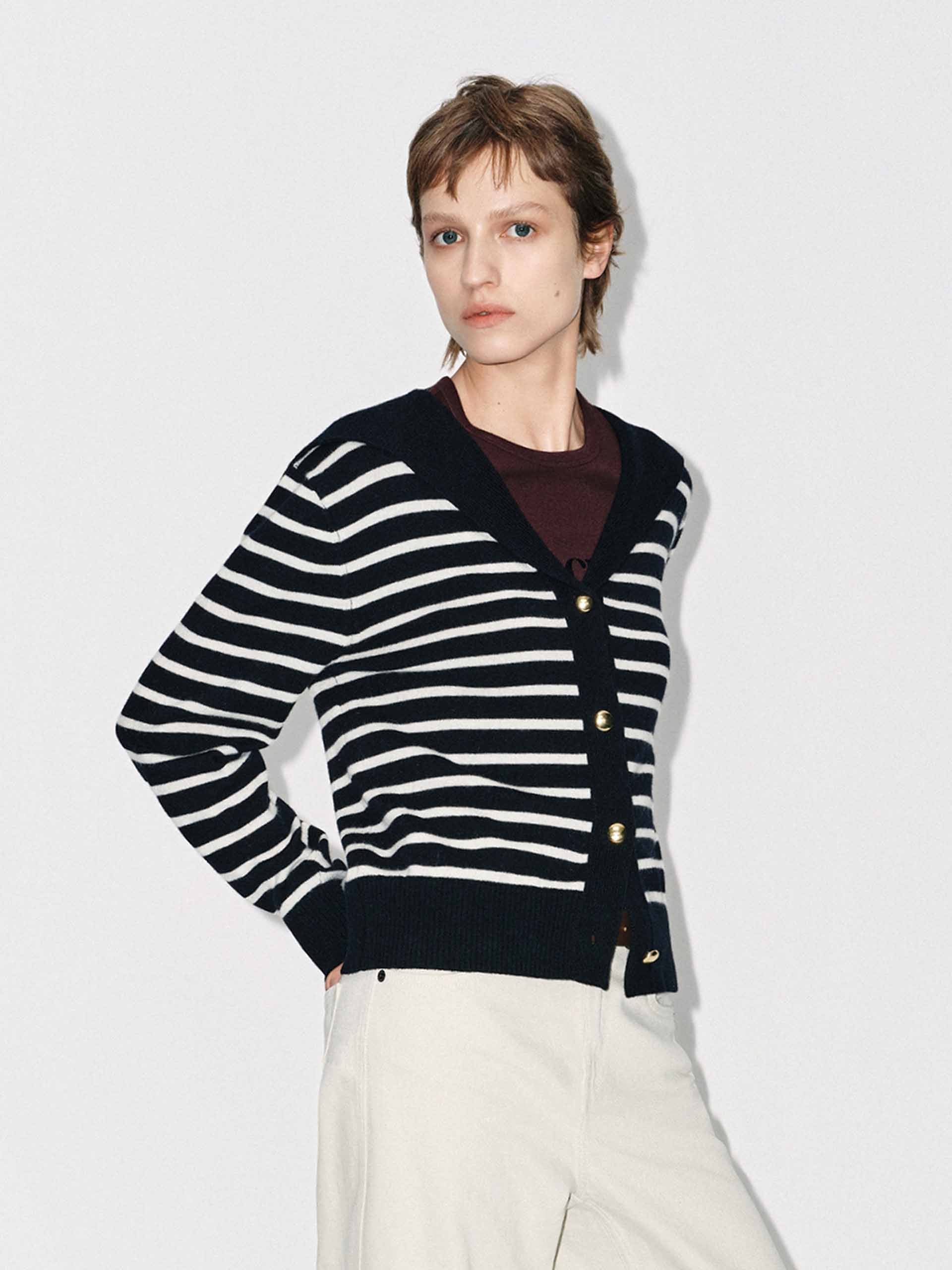 Wool Blend Striped Cardigan - Image 3