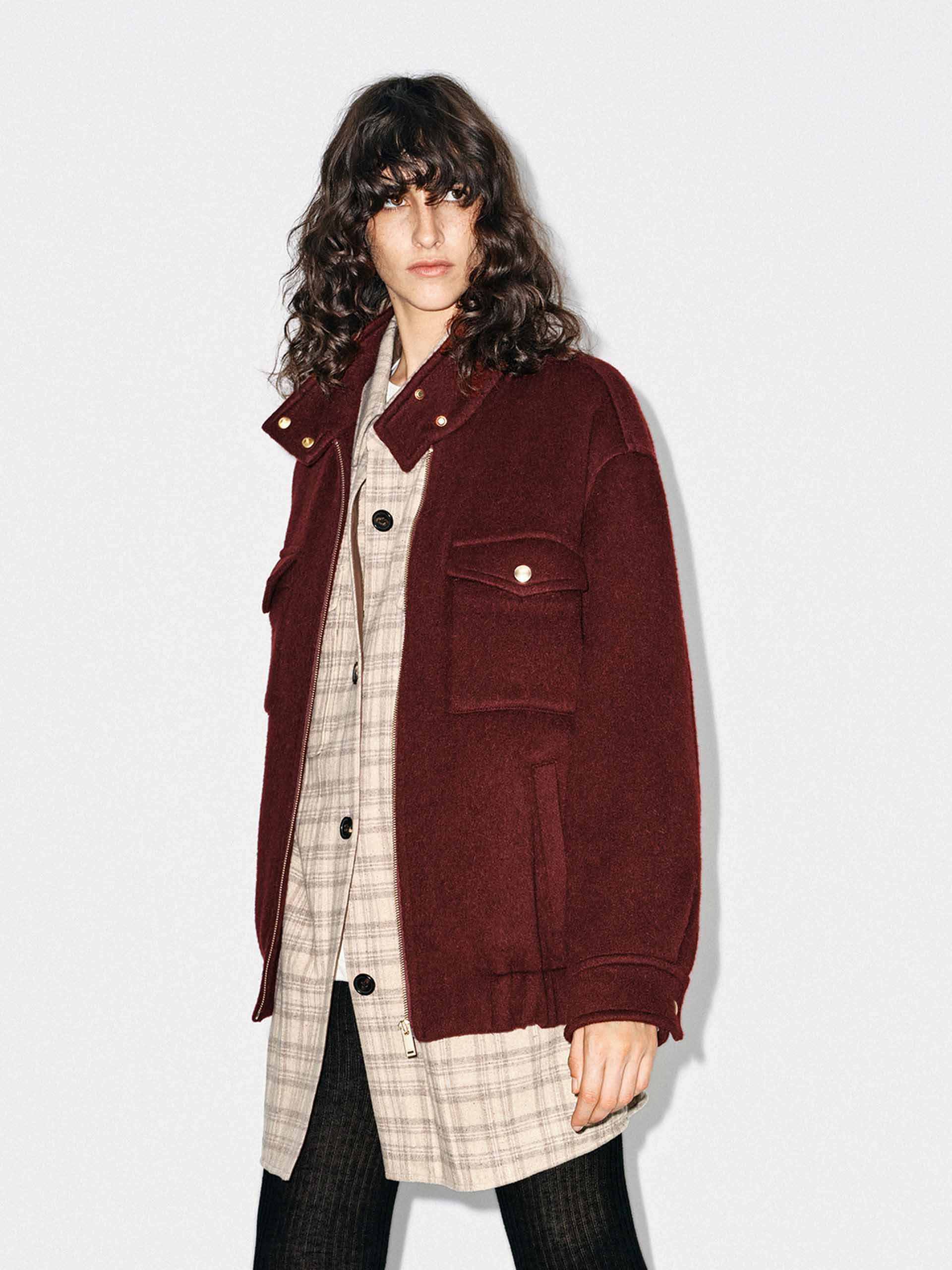 Wool Blend Zipper Coat - Image 14