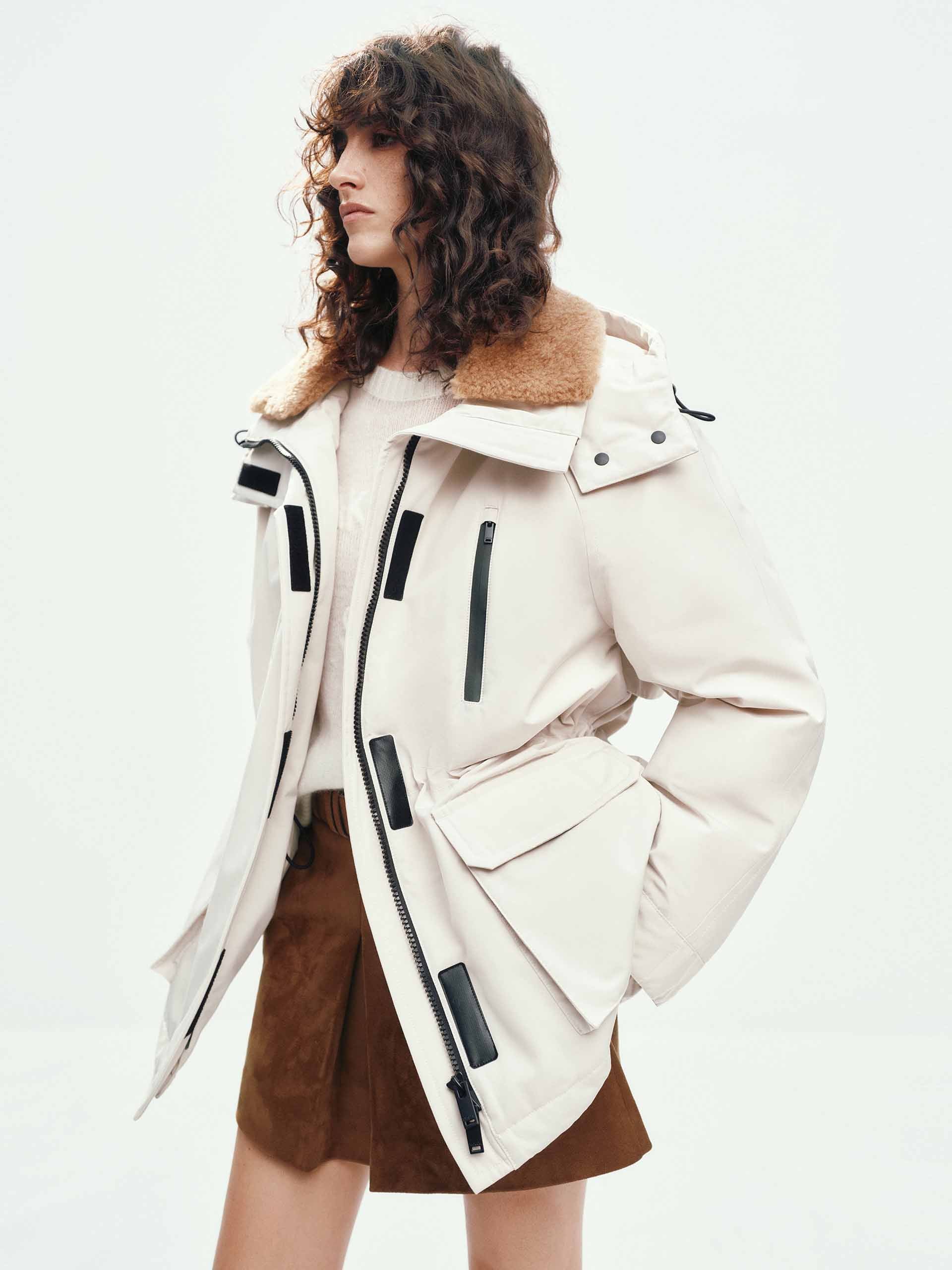 Wool Collar Hooded Down Jacket - Image 11