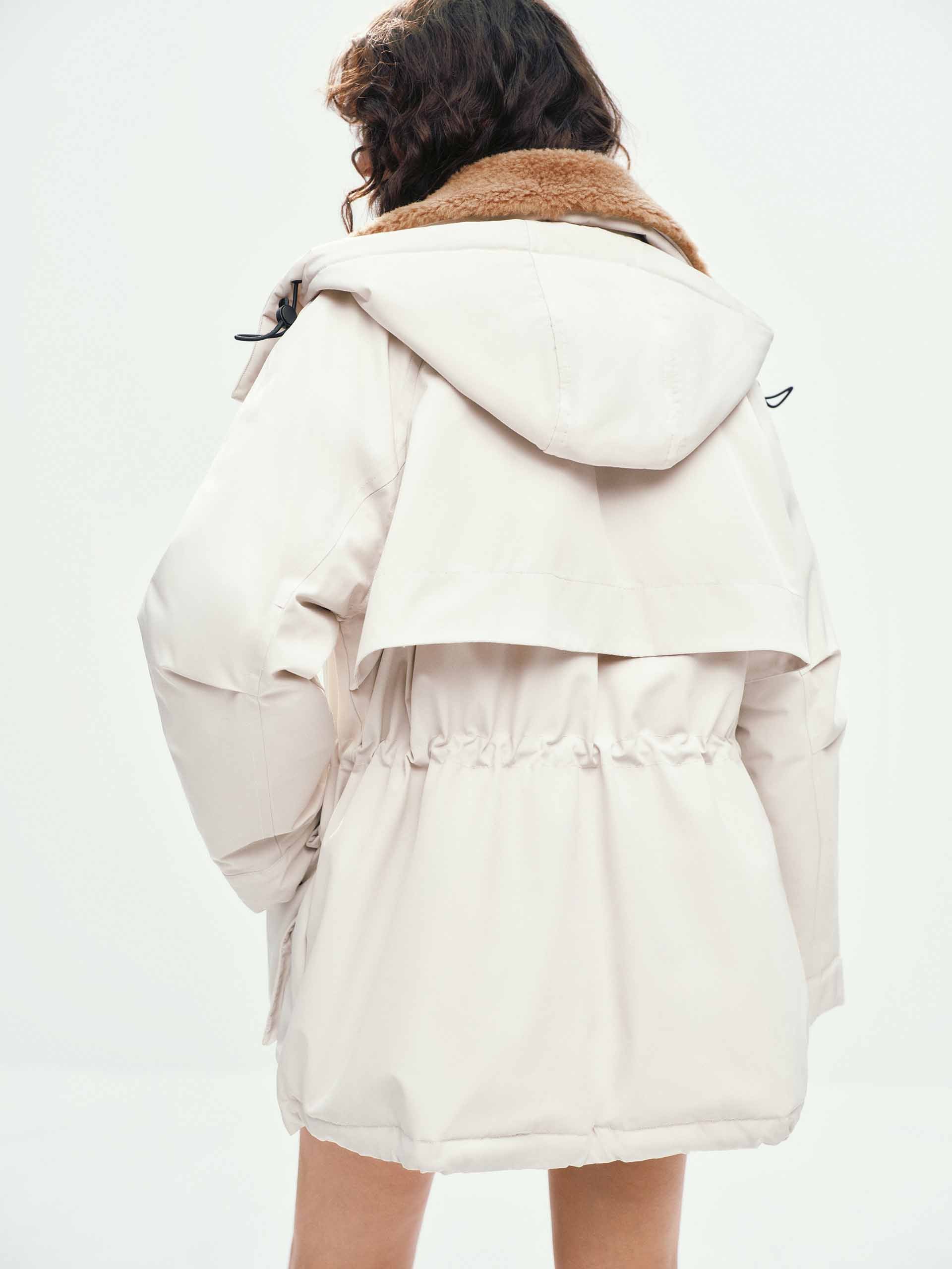 Wool Collar Hooded Down Jacket - Image 14