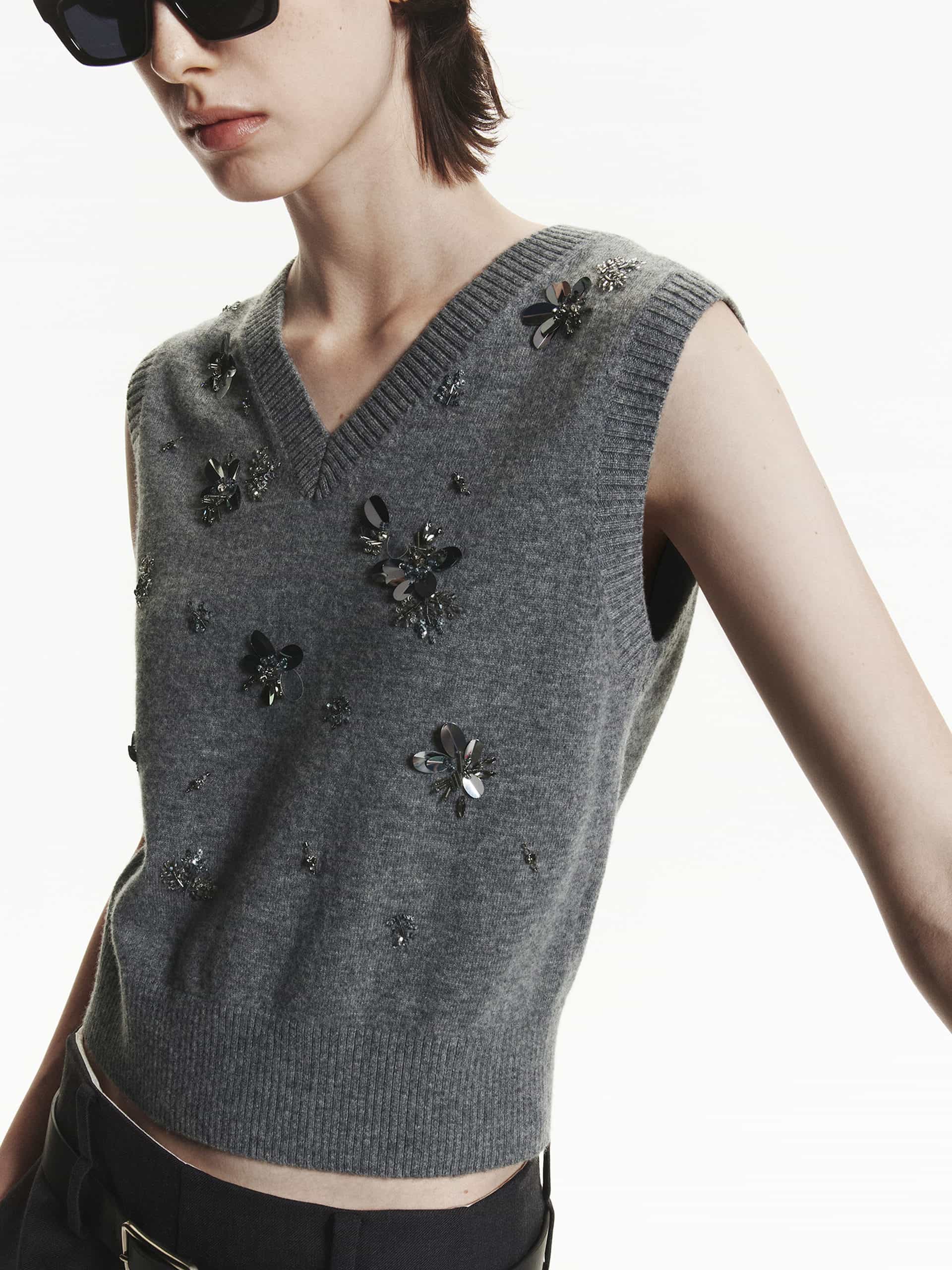 Wool Sequin Knit Vest - Image 2