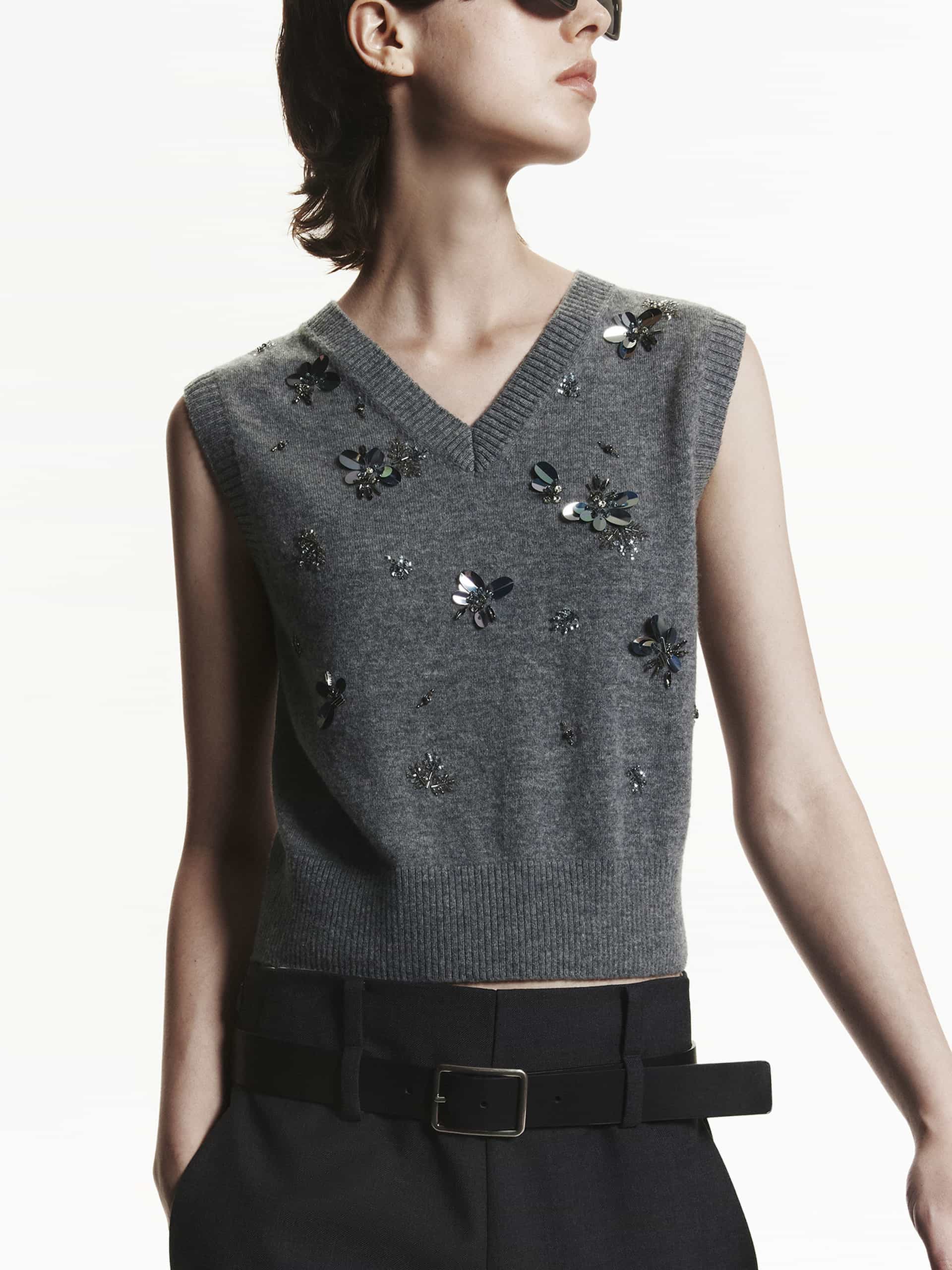 Wool Sequin Knit Vest - Image 8