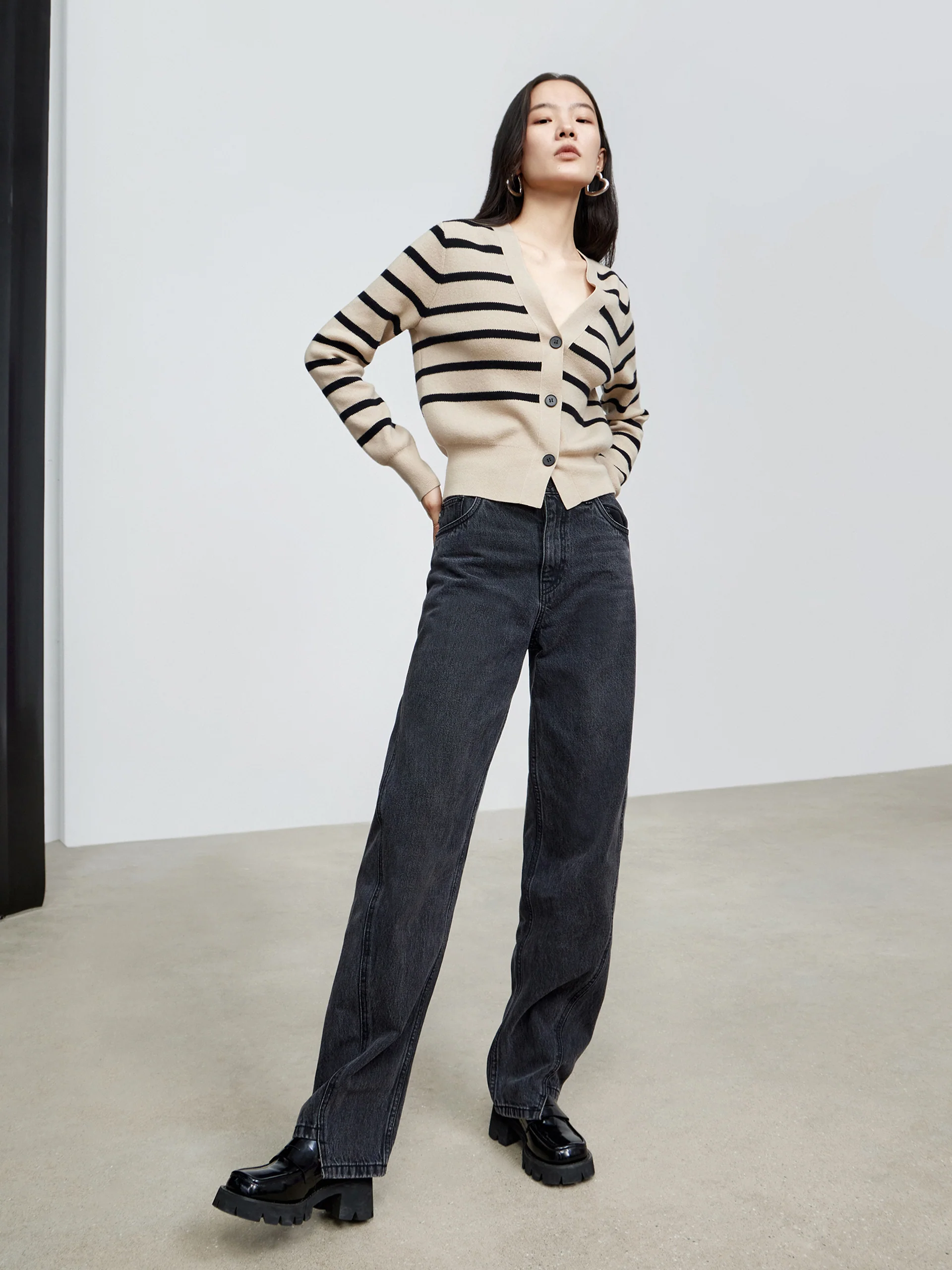 Wool Striped Knit Cardigan - Image 10
