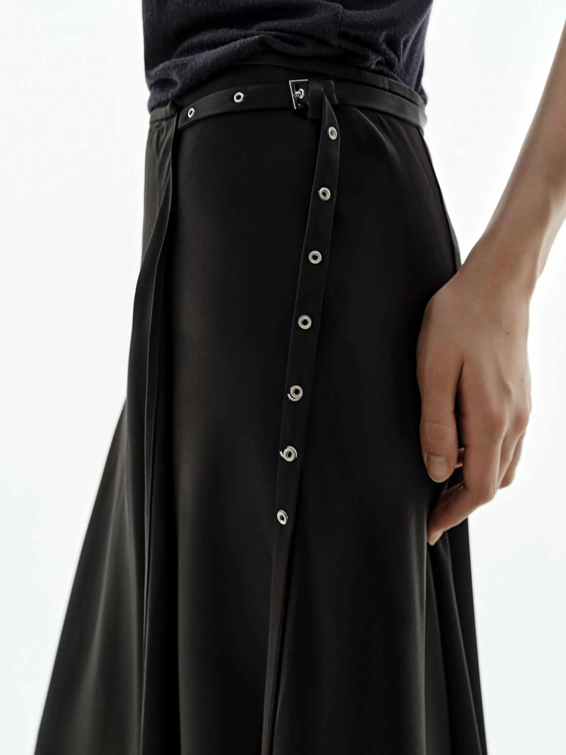 Wrap Silk Blend Skirt - Image 8