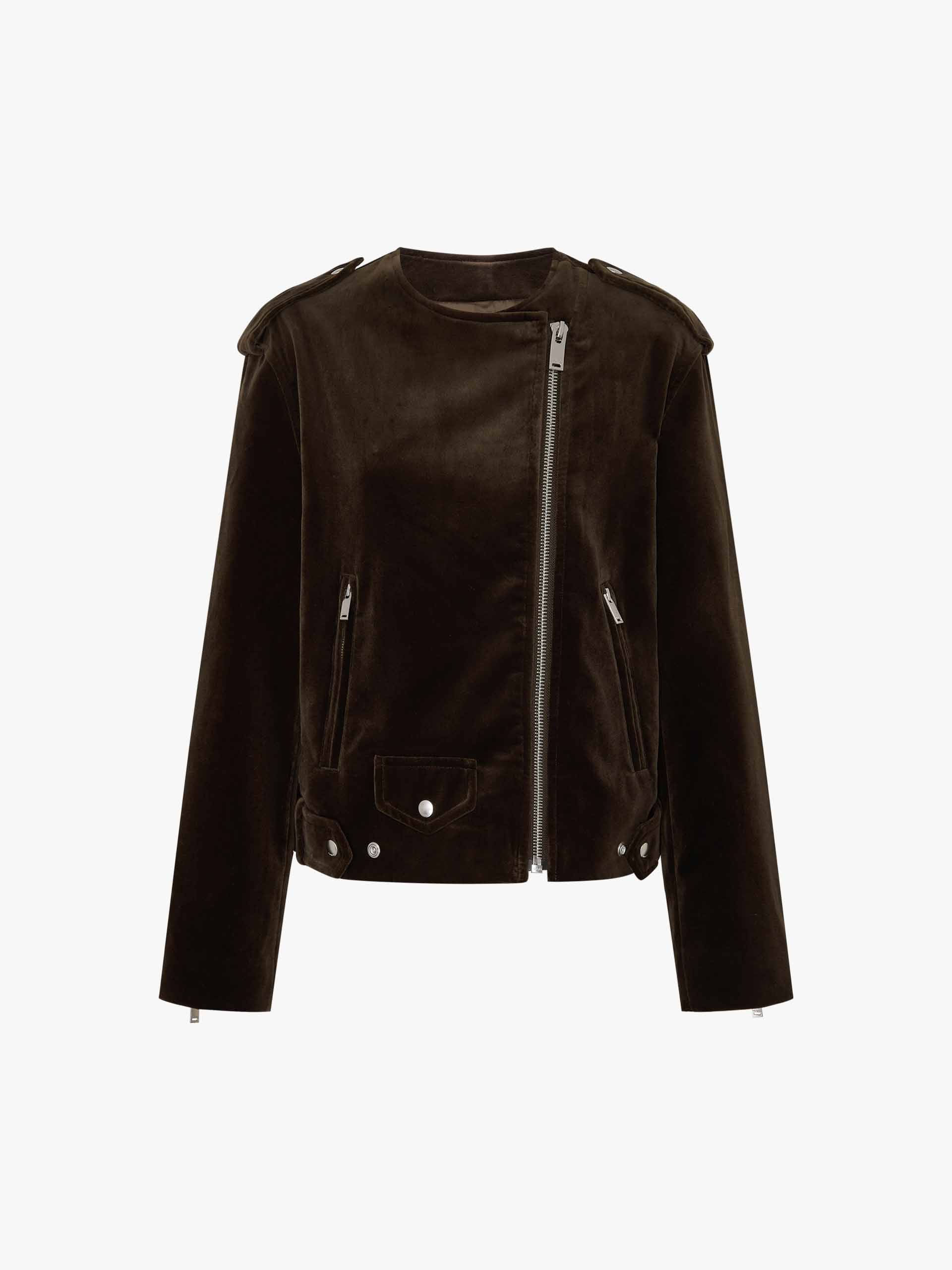 Cotton Zipper Biker Jacket - Image 5